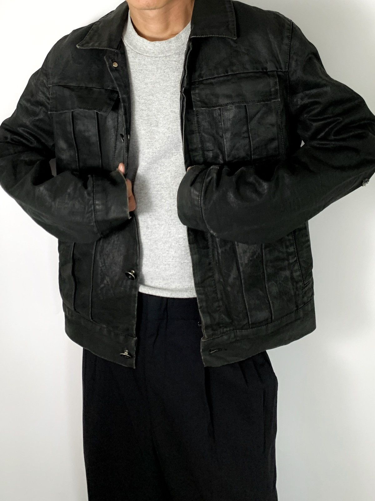 KMRii Black waxed jacket ifsx lgb style PWD Size US L / EU 52-54 / 3 - 3 Thumbnail