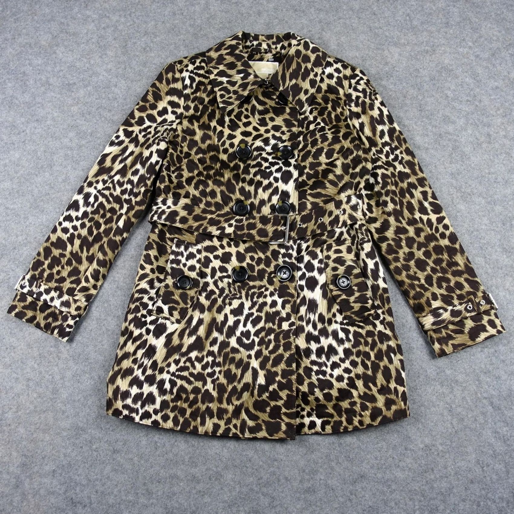 Michael Kors Michael Kors Coat Womens Petite PS Leopard Water Resistant Trench Belted Jacket Size S / US 4 / IT 40 - 2 Thumbnail