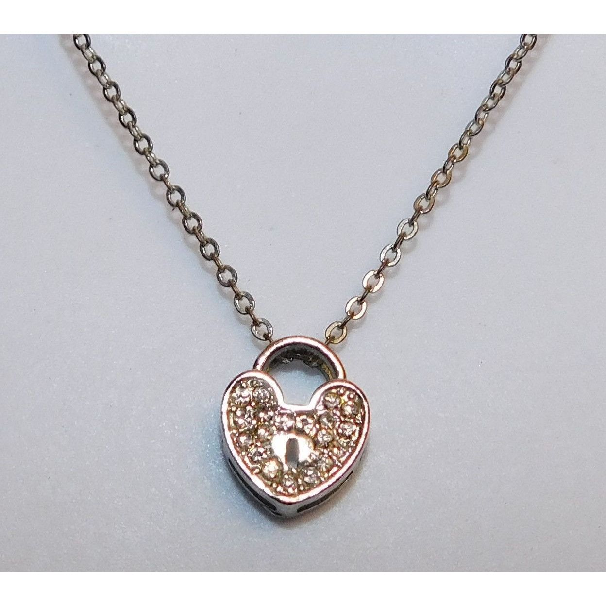 Other Elegant Dainty Rhinestone Heart Lock Necklace Size ONE SIZE - 2 Thumbnail