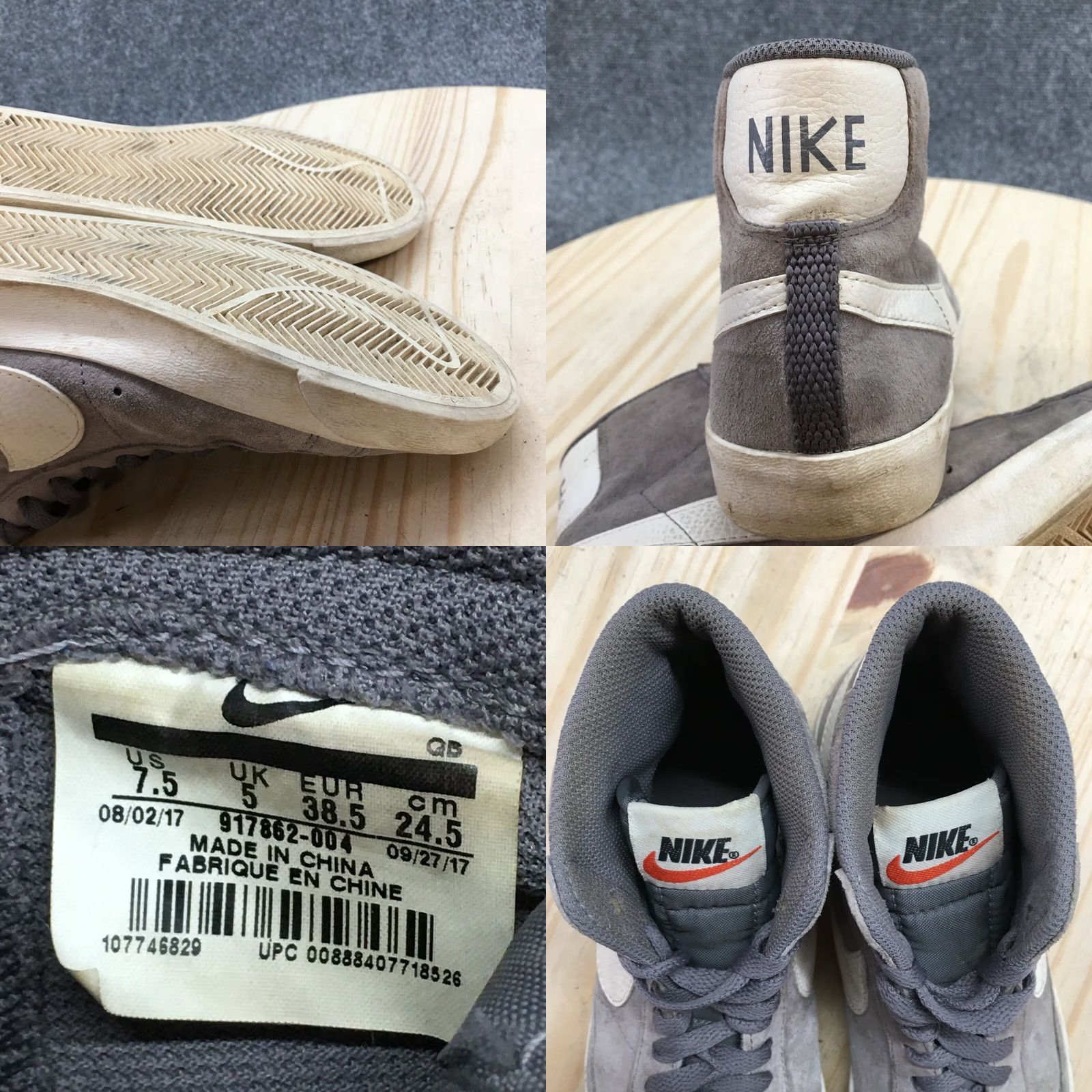 Nike Nike Womens 7.5 Blazer Mid Suede Lace Up Sneakers Gray US Size 7.5 - Athletic Wear Size M / US 6-8 / IT 42-44 - 9 Thumbnail