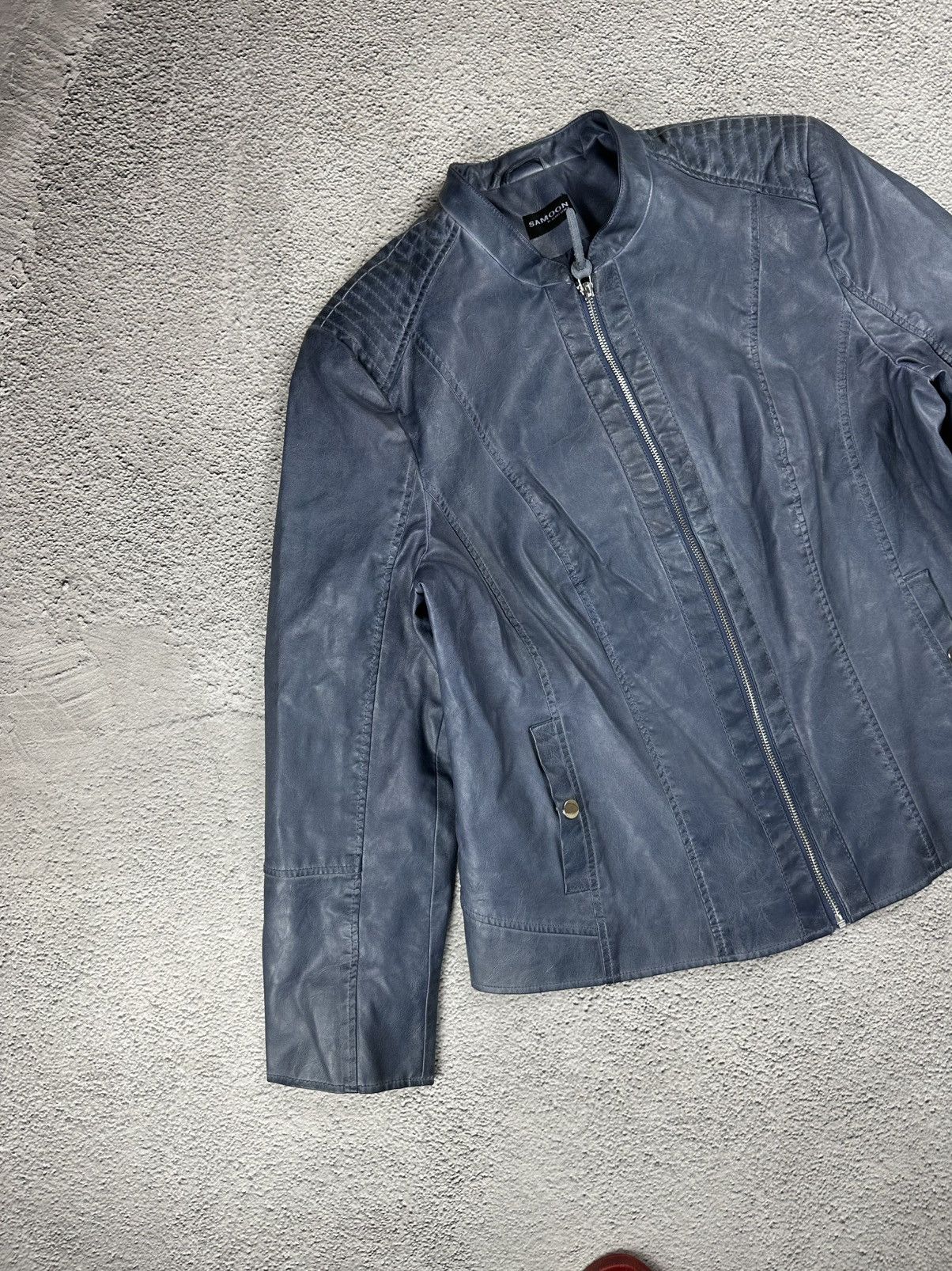 Leather Vintage Leather Biker Jacket Y2K Faded Coat Hype Size M / US 6-8 / IT 42-44 - 4 Thumbnail