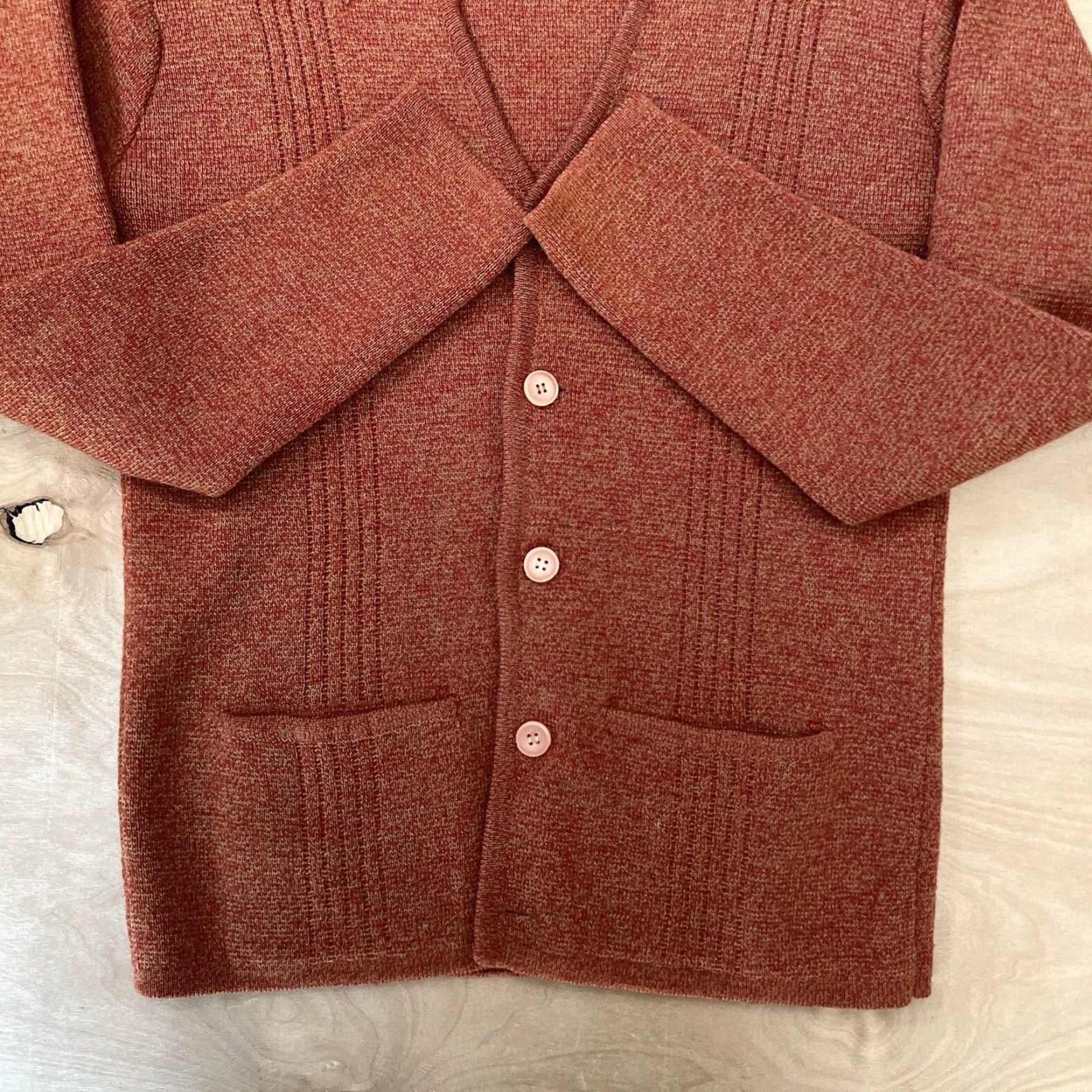 Vintage VINTAGE Snow Cardigan Orange Wool Sweater 60s Winter Outerwear Women S Slim Cardigan 80s Thomas & Friends Angel Pattern Buttons Size S / US 4 / IT 40 - 5 Thumbnail