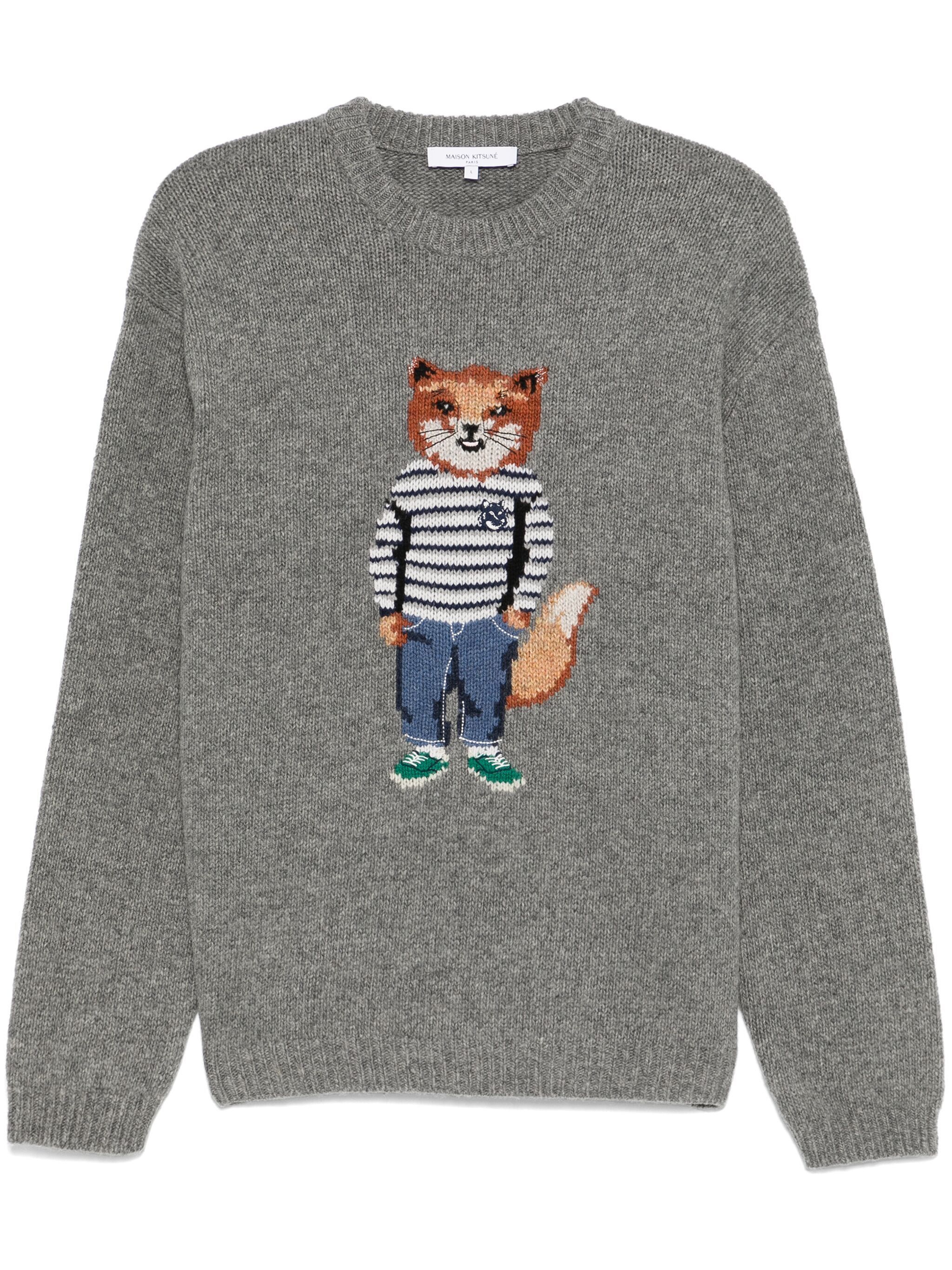 Maison Kitsune o1s22i1n1124 Wool Sweater in Grey Size US S / EU 44-46 / 1 - 1 Thumbnail