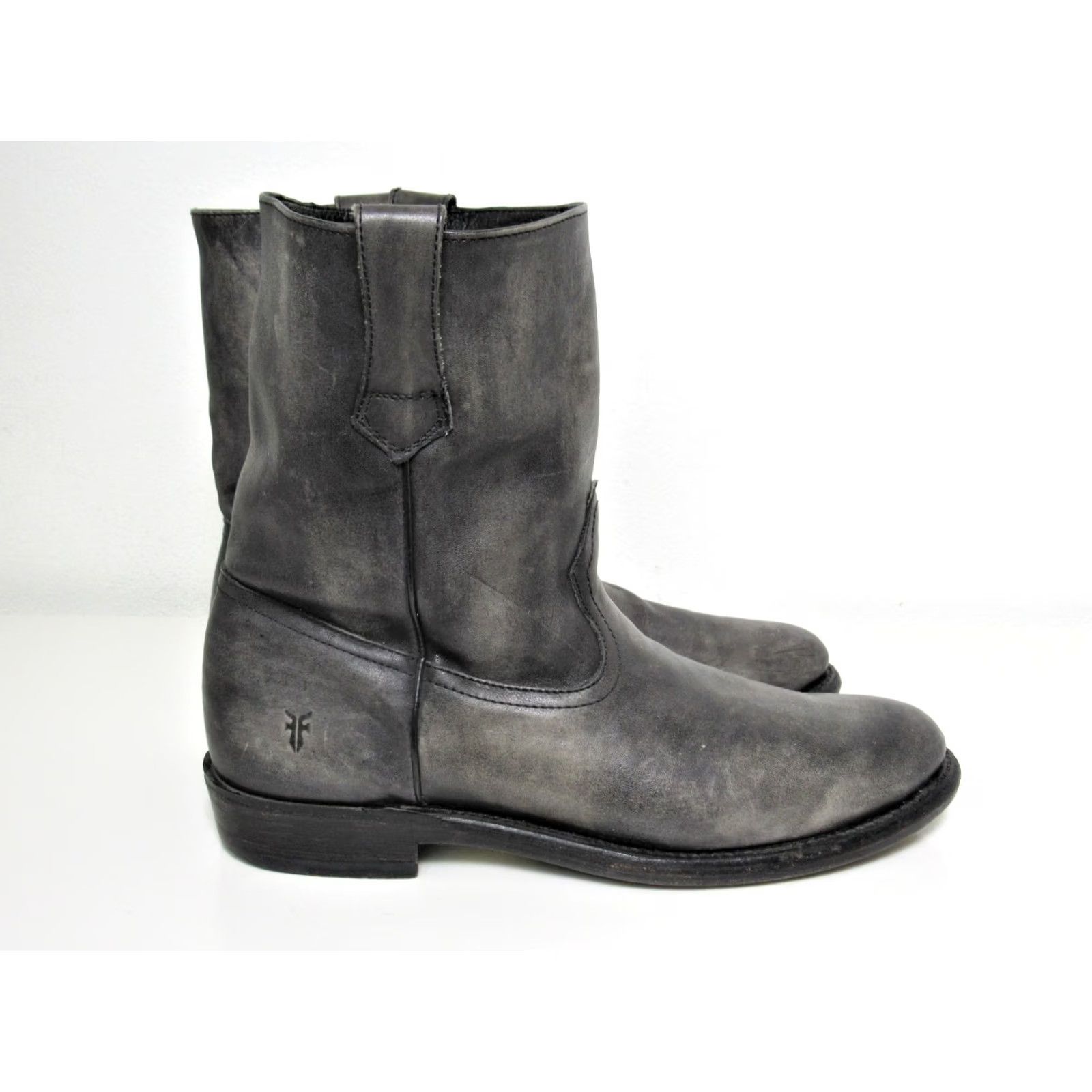 Frye Frye Biker Mens Brown Men Factory Distressed Motorcycle Gray Blue Leather Boot Size 10D Size US 10 / EU 43 - 4 Thumbnail