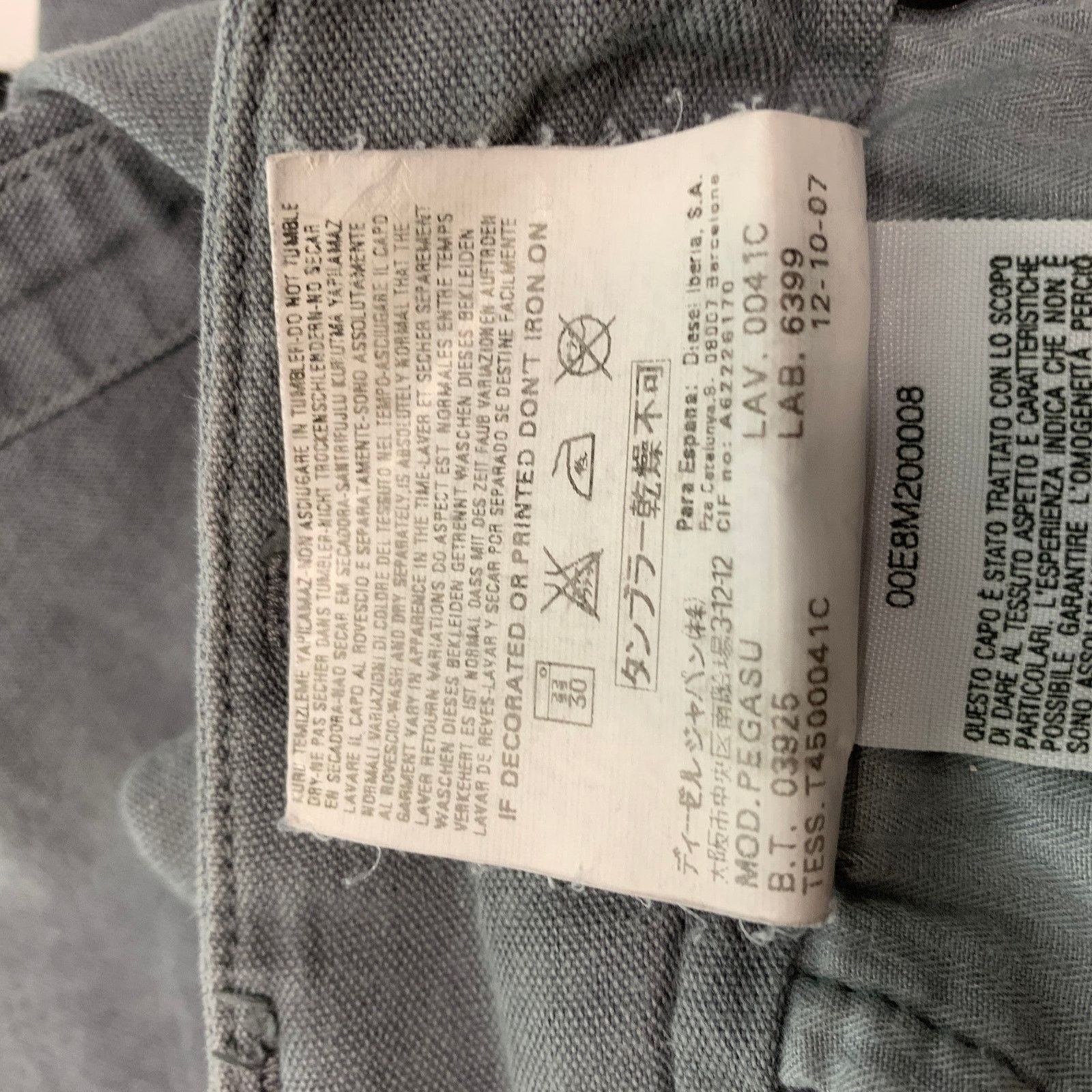 Diesel DIESEL Size 28 Grey Cotton Linen Button Fly Casual Pants Size US 28 / EU 44 - 8 Thumbnail