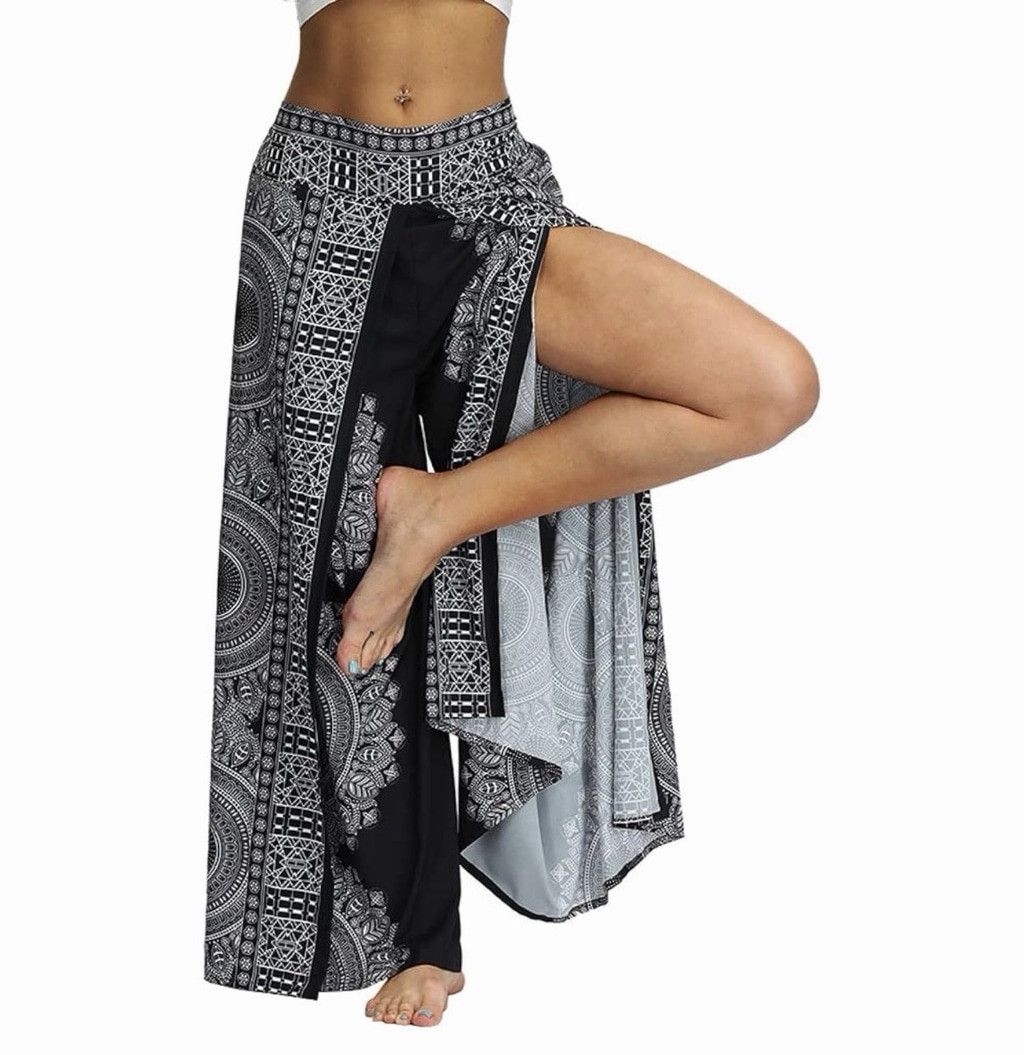 Other Boho Hippie Side Slit Pants SMALL Blue Wide Leg Ankle High R Size 27" / US 4 / IT 40 - 6 Thumbnail
