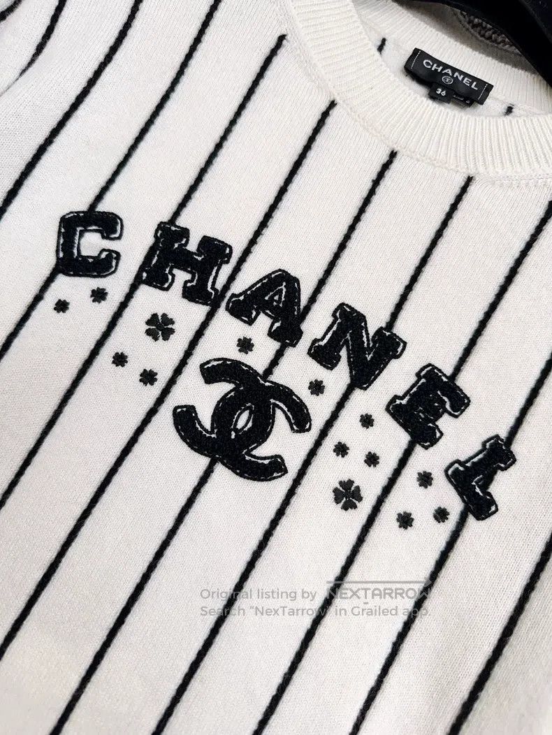 Chanel Chanel 23p preview series beige vertical striped cashmere Size XS / US 0-2 / IT 36-38 - 4 Thumbnail