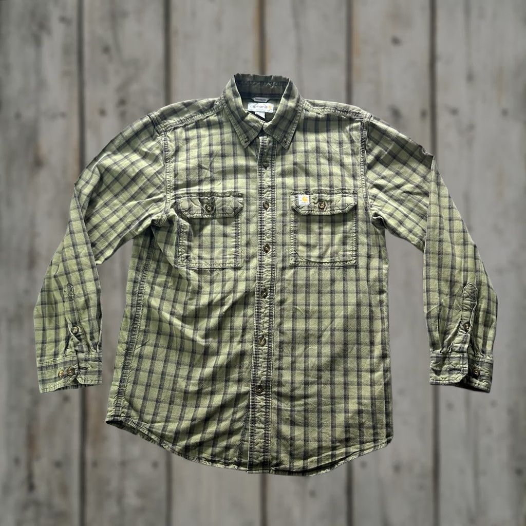 Carhartt Carhartt Shirt Mens S Green Flannel Long Sleeve Button-Up Workwear Plaid Pocketed Size US S / EU 44-46 / 1 - 1 Thumbnail