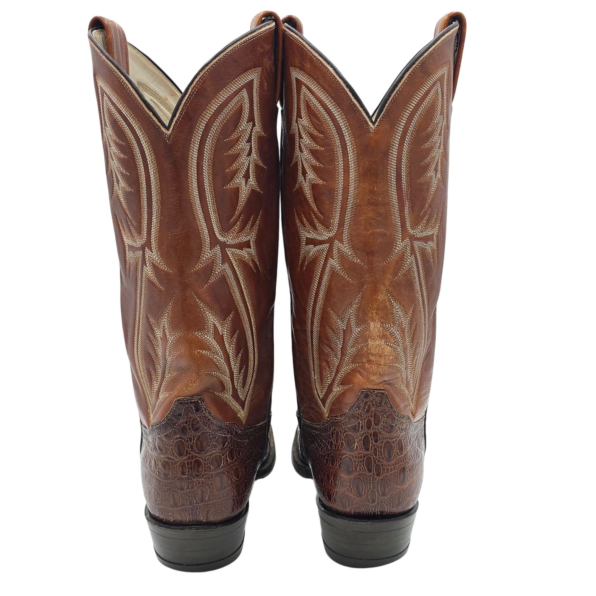 Tony Lama Vintage El Rey Tony Lama HBL Exotic Men 9D Brown Cowboy Boot Size US 9 / EU 42 - 4 Thumbnail