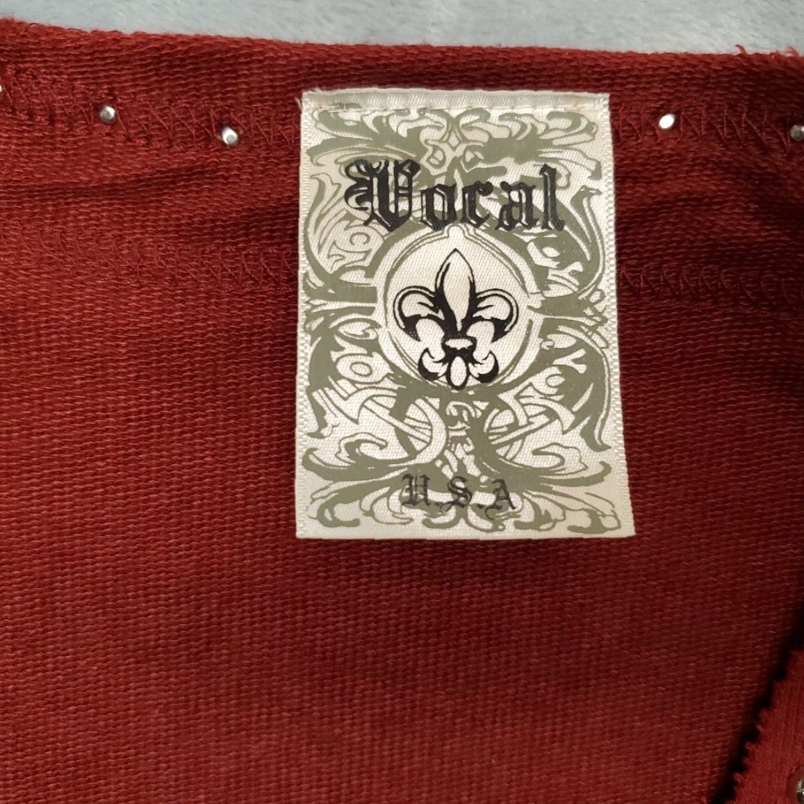 Vintage Vocal Apparel Jacket Women XL Red Studs Knit Zipper Moto Retro Classic Size XL / US 12-14 / IT 48-50 - 4 Thumbnail