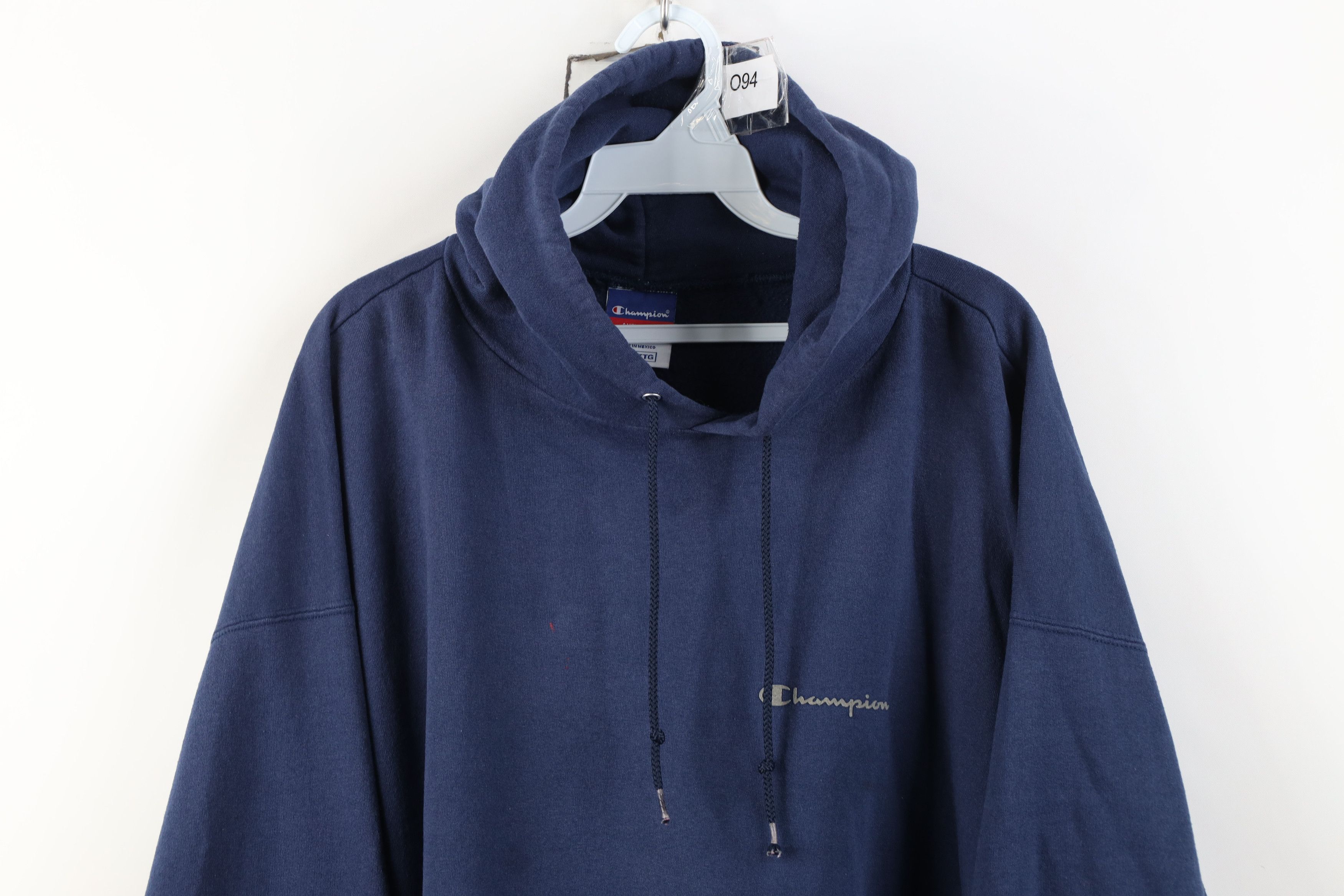 Champion Vintage 90s Champion Spell Out Hoodie Sweatshirt Navy Blue Size US XXL / EU 58 / 5 - 2 Thumbnail