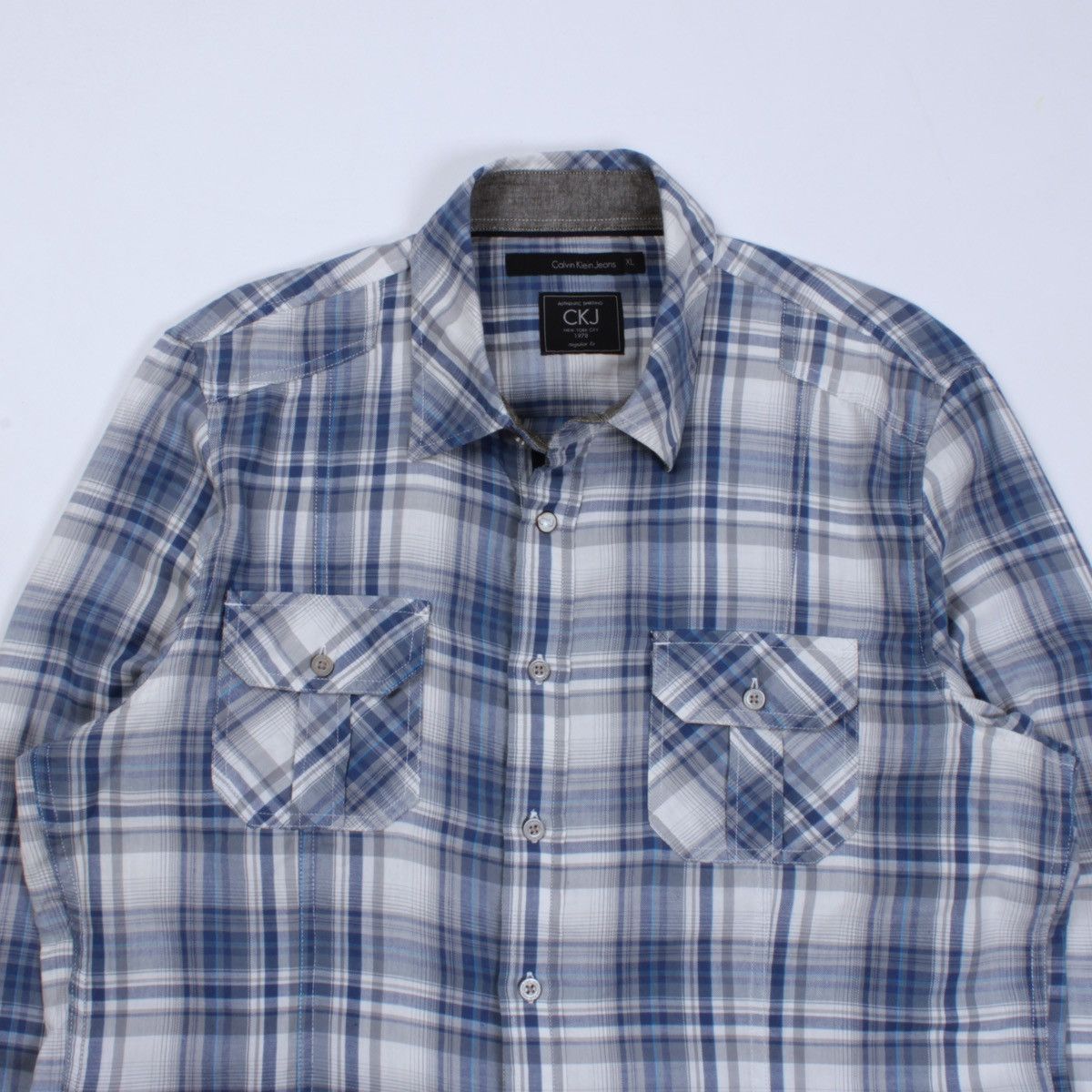 Calvin Klein × Designer CKJ Calvin Klein Jeans Lightweight Long Sleeve Plaid Shirt Size US XL / EU 56 / 4 - 3 Thumbnail