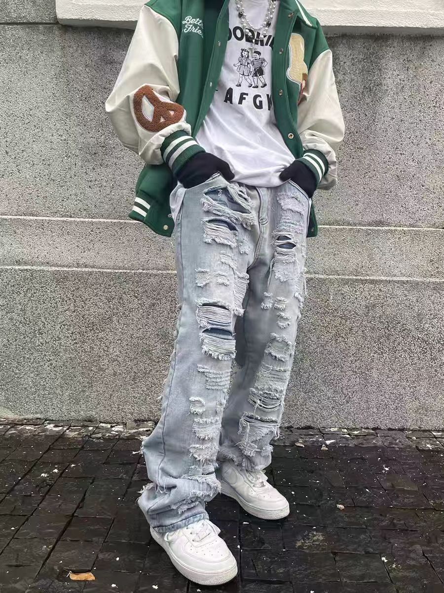 Japanese Brand × Jean Vintage street hip-hop washed and distressed ripped jeans Size US 30 / EU 46 - 2 Thumbnail