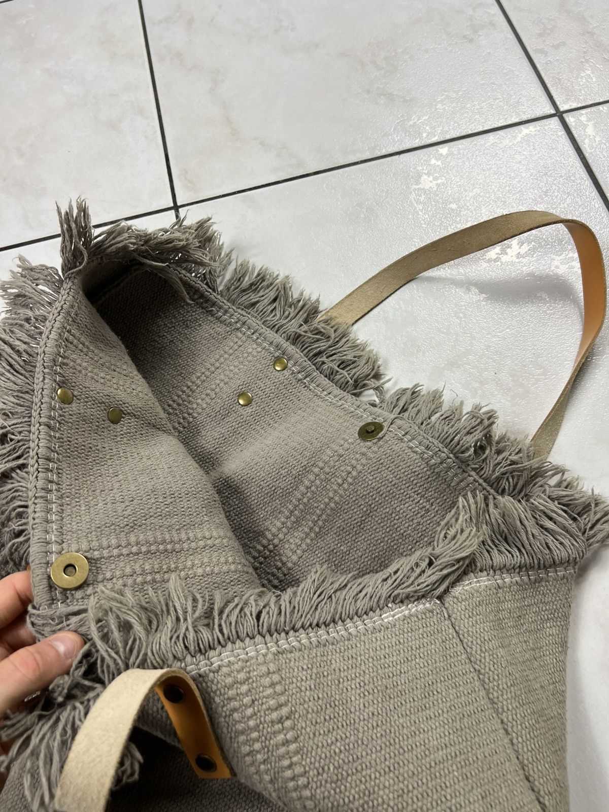 Loewe Loewe big tote bag knitted canvas fringle leather logo Size ONE SIZE - 17 Thumbnail