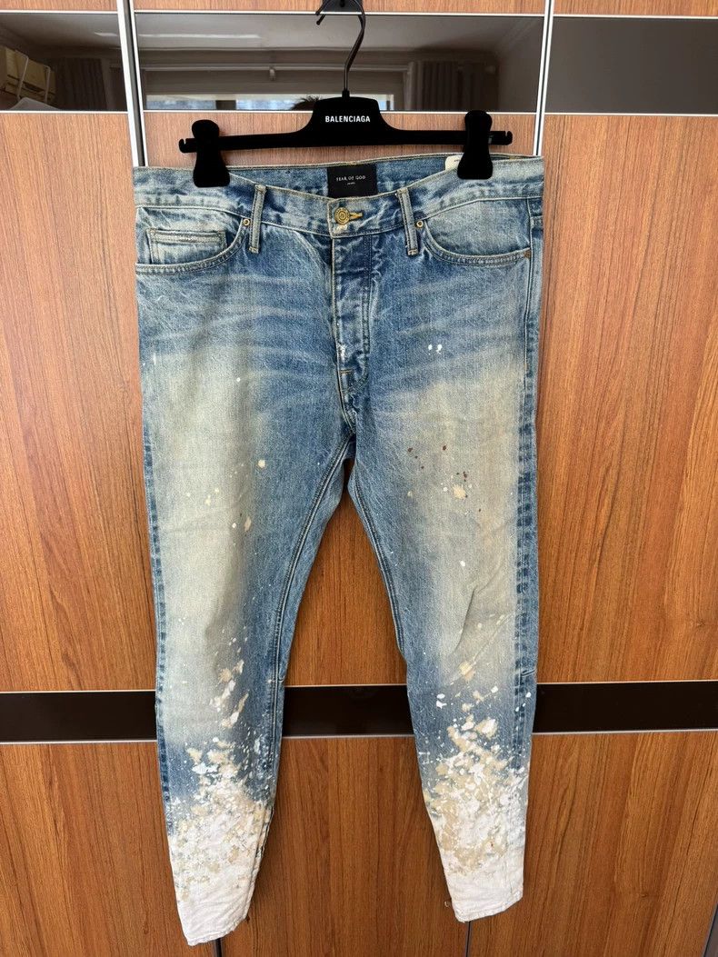 Fear of God Splashed blue jeans