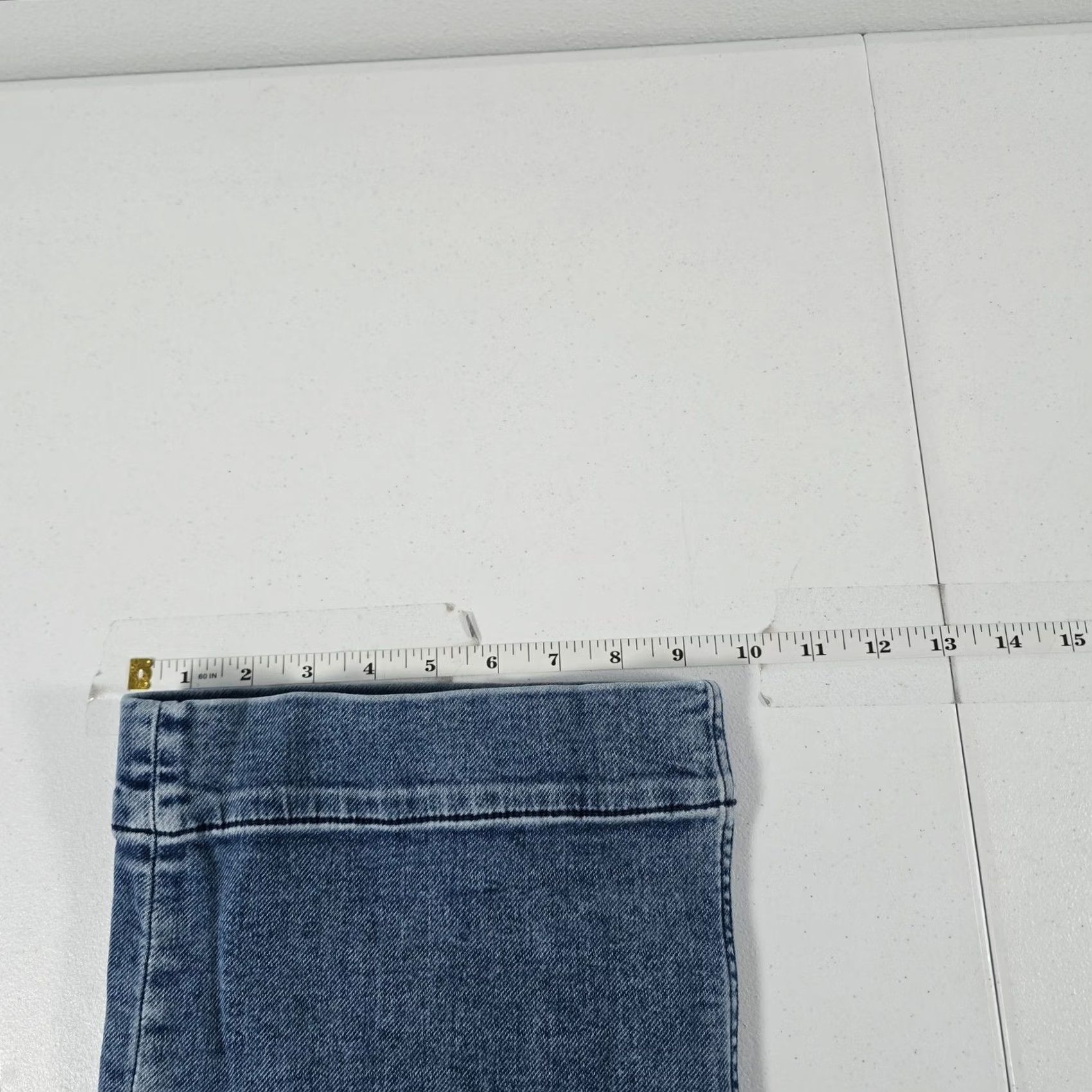Faherty Faherty Women Blue Wide Leg Jeans Size 29 Stretch Denim Patch Pocket Button Zip Size 29" - 6 Thumbnail