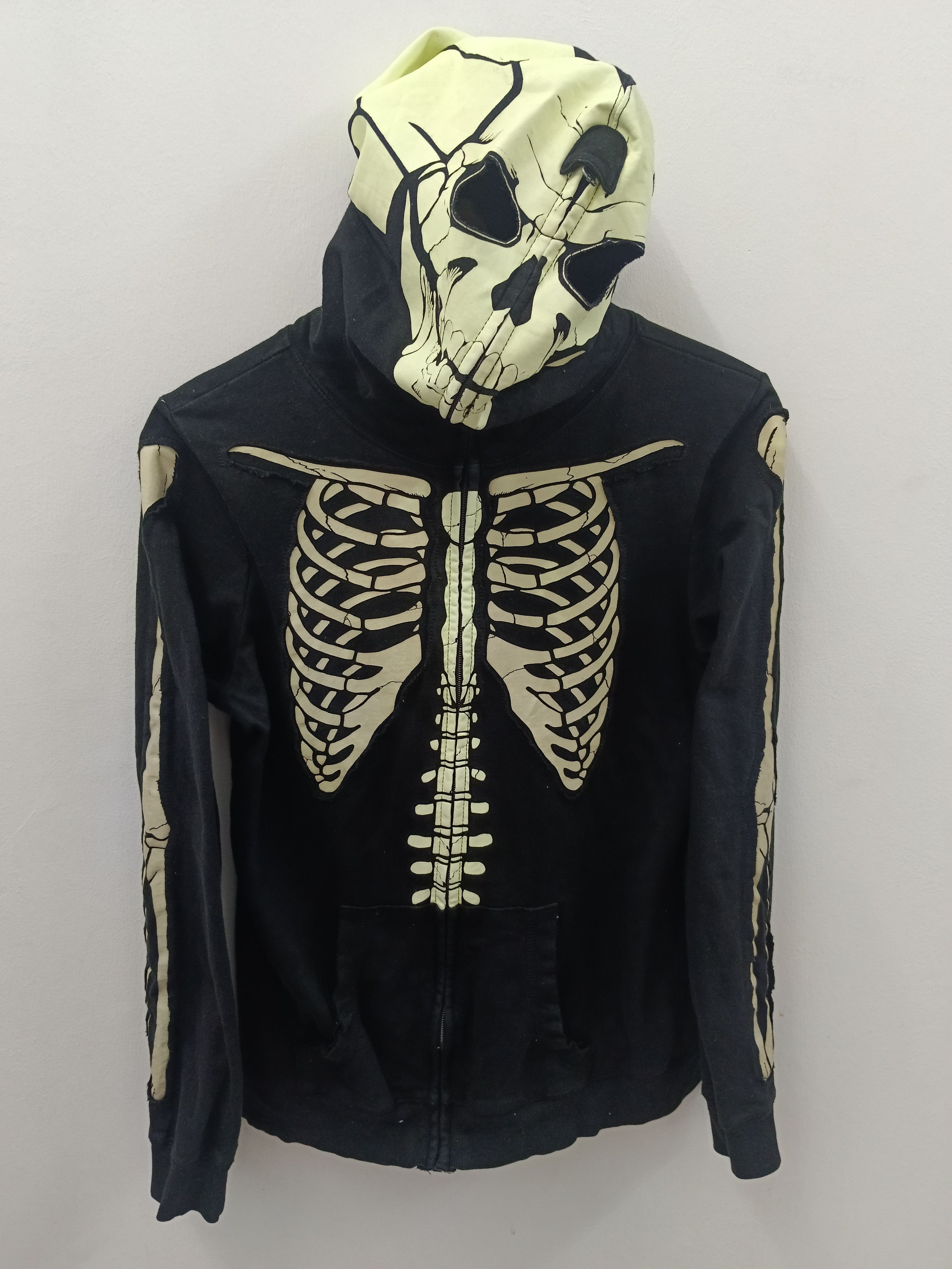 Japanese Brand Skeleton Glow In The Dark Hoodie - Full Zip Skull Face Mask Size M / US 6-8 / IT 42-44 - 2 Thumbnail