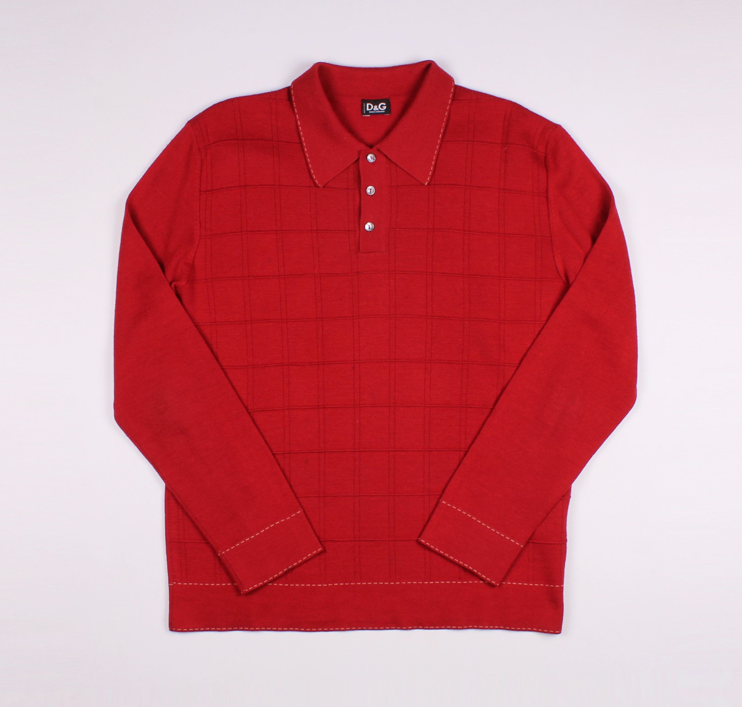 Dolce & Gabbana × Vintage Vintage Dolce & Gabbana Red Wool Collared Sweater Size US M / EU 48-50 / 2 - 1 Thumbnail