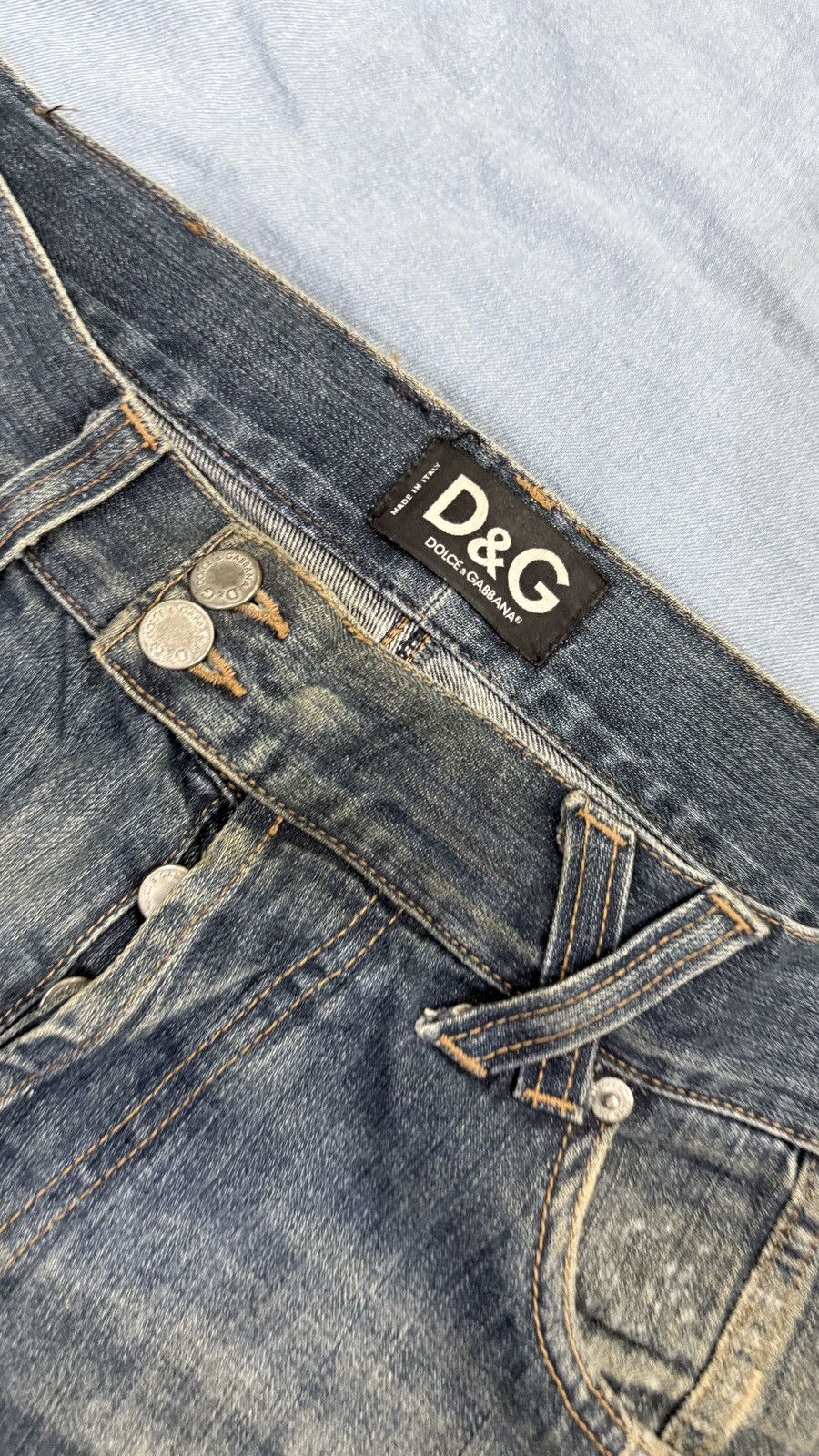 Dolce & Gabbana 00s y2k Vintage Dolce & Gabbana D&G Upside Down Denim Pants Size US 36 / EU 52 - 6 Thumbnail