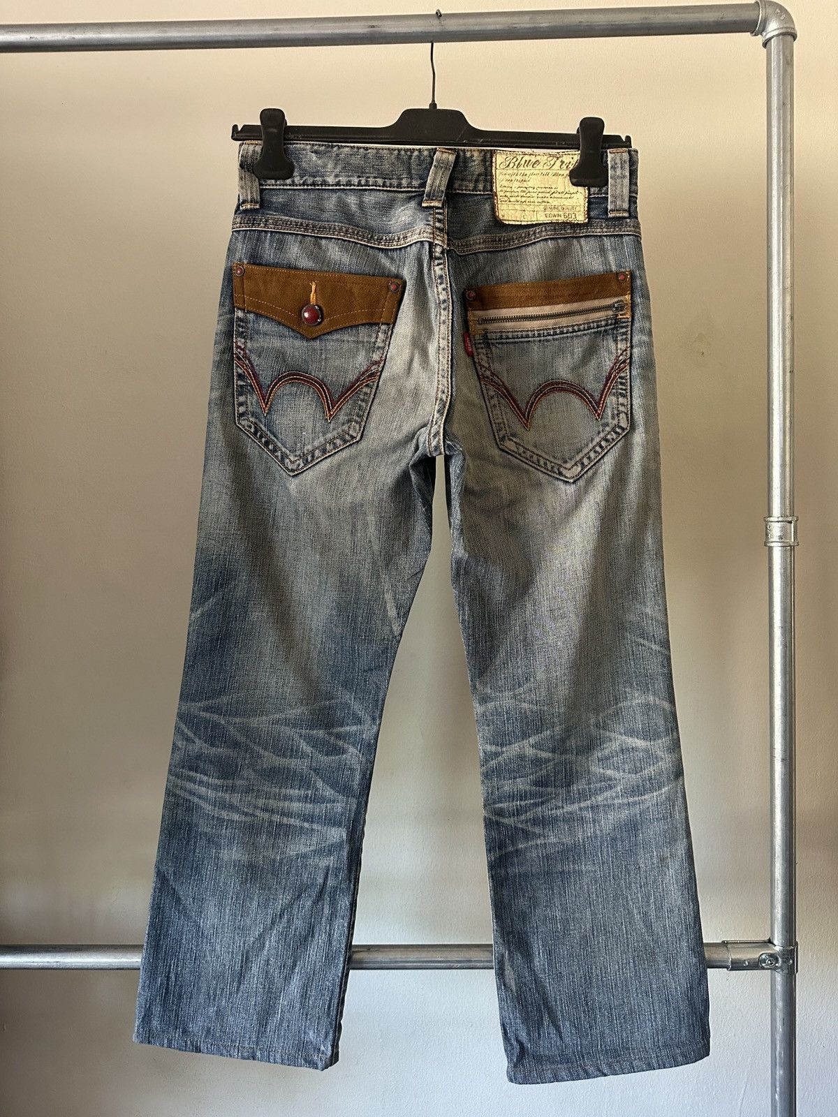 Edwin 2000s Vintage Edwin 503 Blue Trip Blue Faded Jeans Size US 30 / EU 46 - 5 Thumbnail