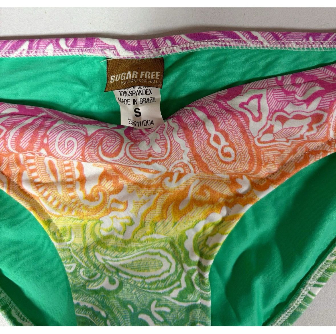 Designer × Sugar × Vintage Rainbow Paisley Print Bikini Bottoms Bathing Suit Size S 💚✨ Size ONE SIZE - 3 Thumbnail