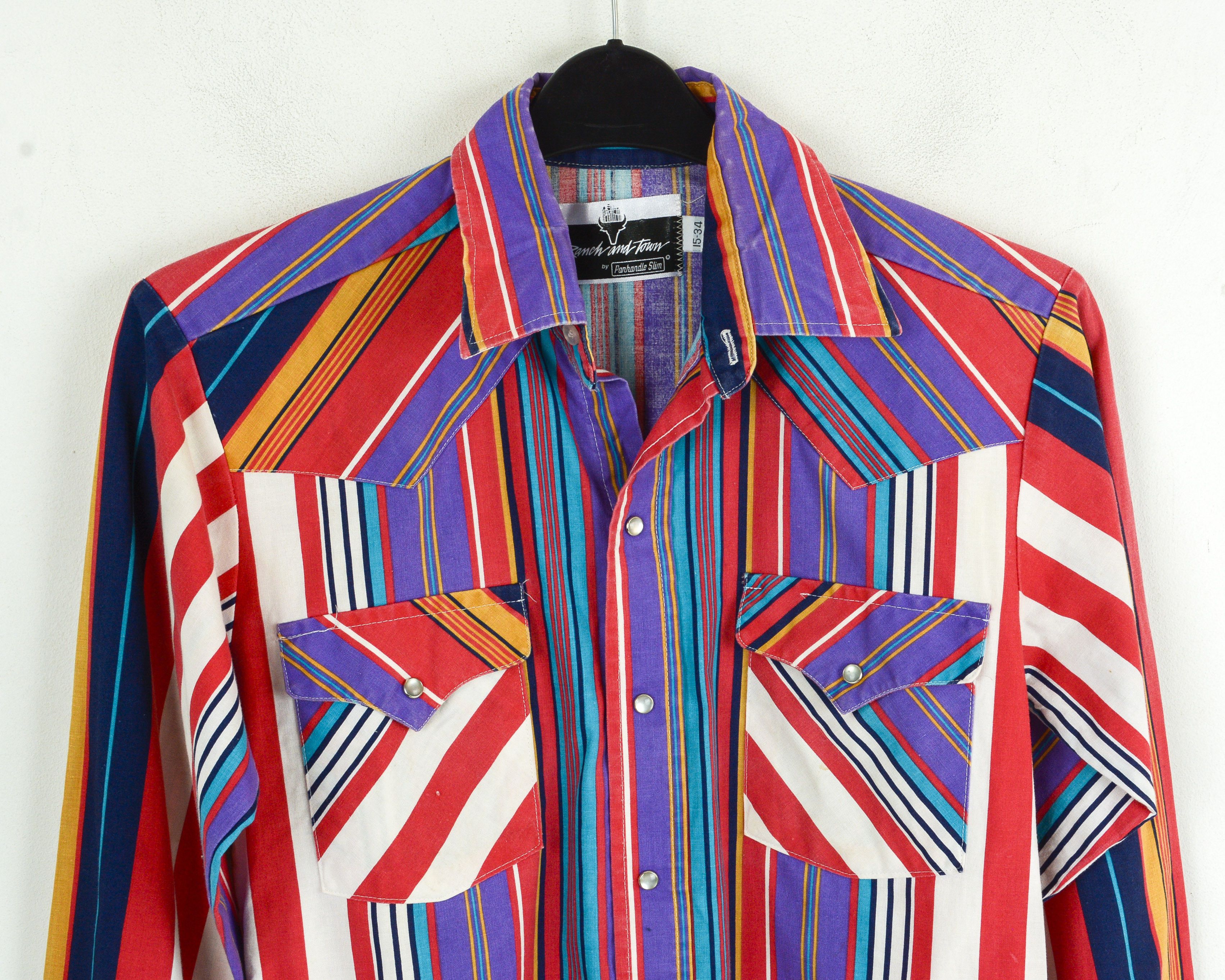 Cowboy Equipment × Vintage RANCH AND TOWN 15" Slim Casual Shirt Snap Striped Formal Size US S / EU 44-46 / 1 - 3 Thumbnail