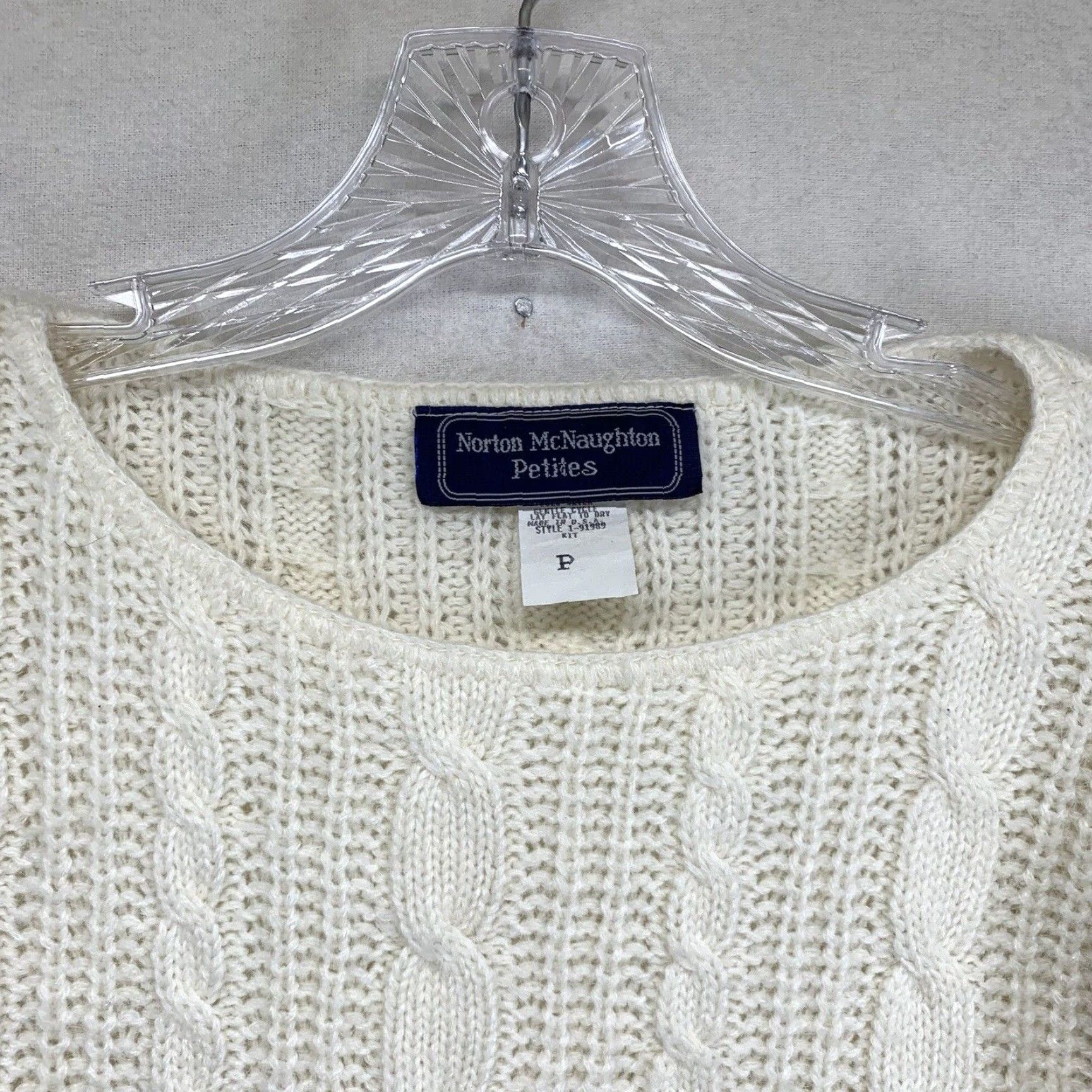 Vintage VINTAGE Norton McNaughton Women’s Sweater Cable Knit Pullover S White Casual 80s 90s USA Size S / US 4 / IT 40 - 5 Thumbnail