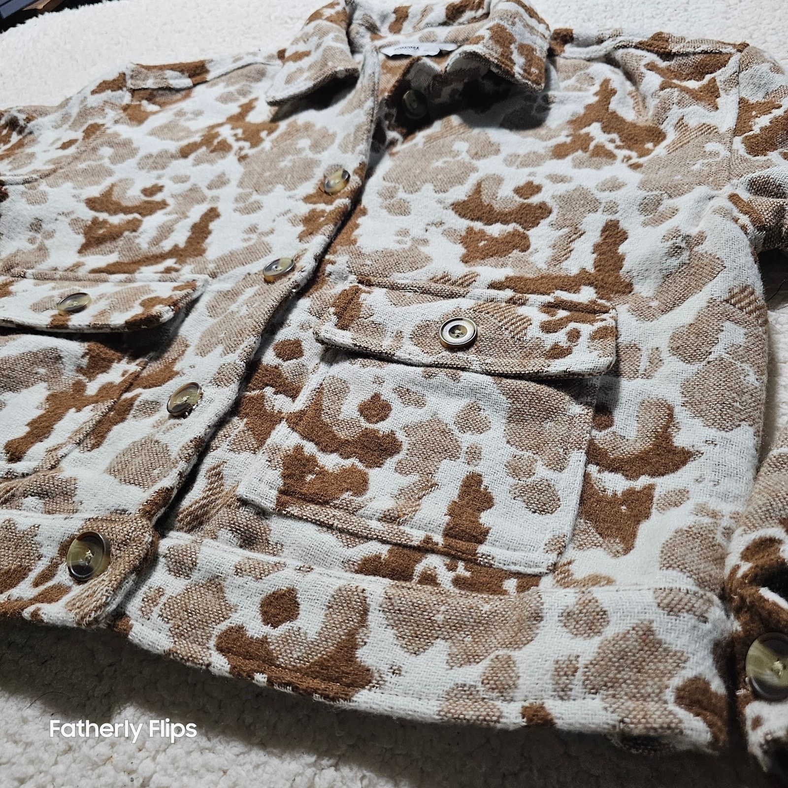 Sonoma Sonoma Cow Print Shacket Wool Blend Cropped Jacket Medium Size M / US 6-8 / IT 42-44 - 6 Thumbnail