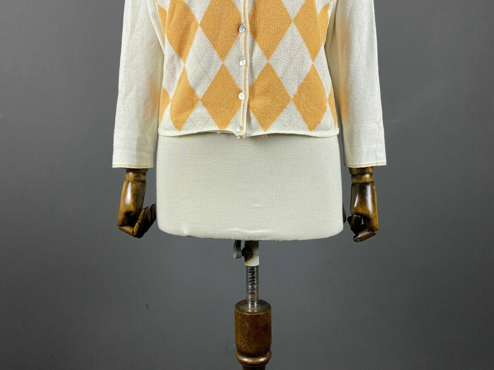 Vintage Ladies Vintage Bottega Agryle White Yellow Cardigan Size M Size M / US 6-8 / IT 42-44 - 3 Thumbnail