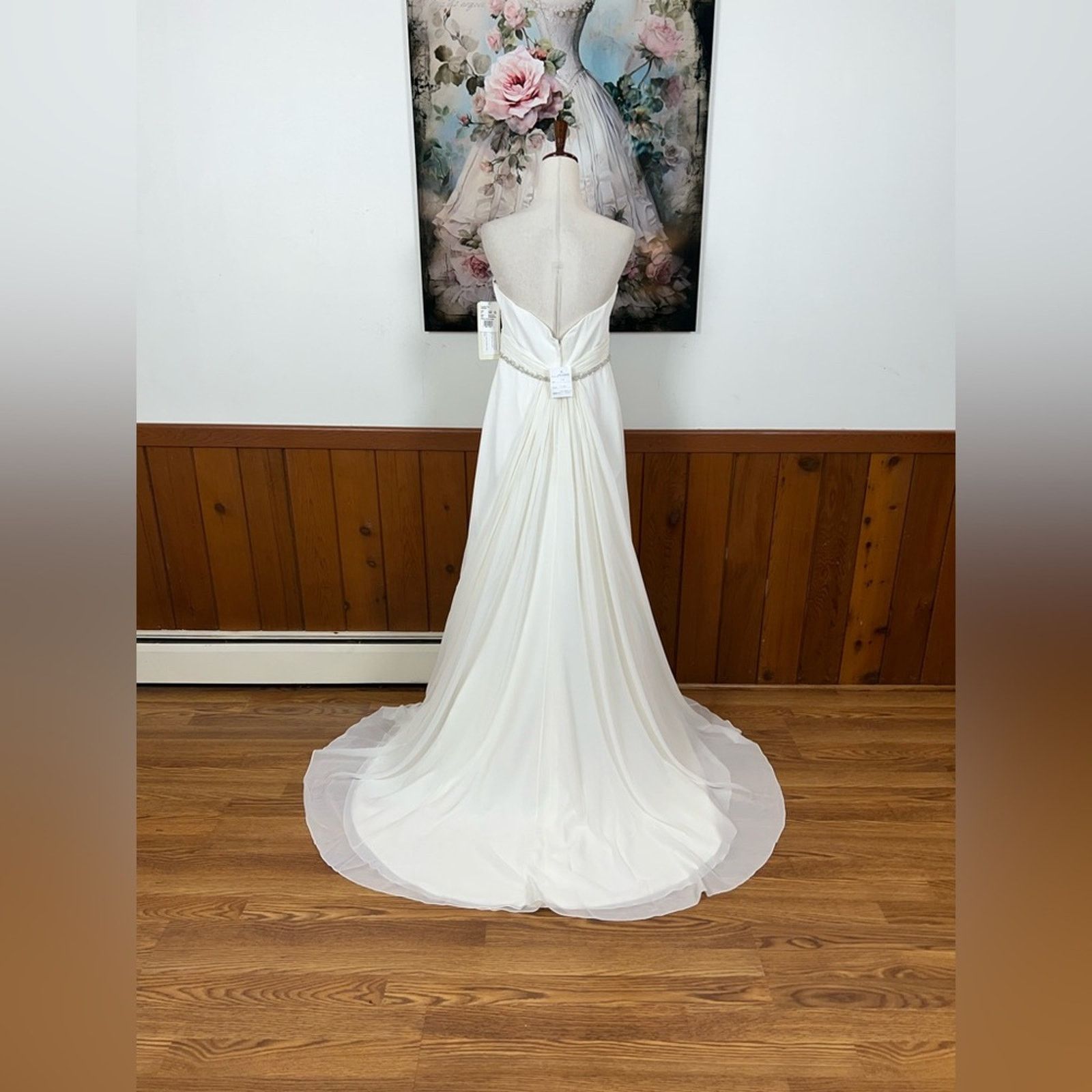 Other New David’s Bridal Greek Goddess Empire Waist Wedding Gown! Size L / US 10 / IT 46 - 5 Thumbnail