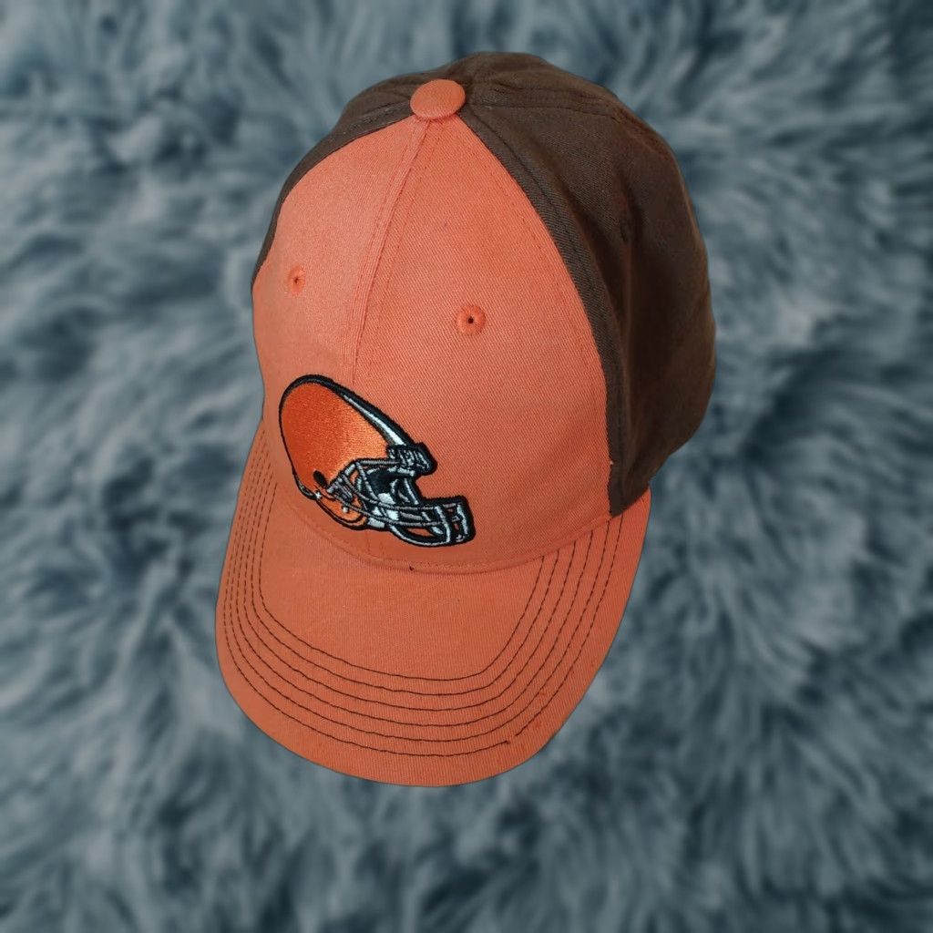 NFL VINTAGE NFL Cleveland Browns Hat One Size Stretch Fitted 7"-7 1/8" Baseball Cap Mens Brown Orange Canvas Cotton Blend Sports USA Browns Size ONE SIZE - 1 Thumbnail