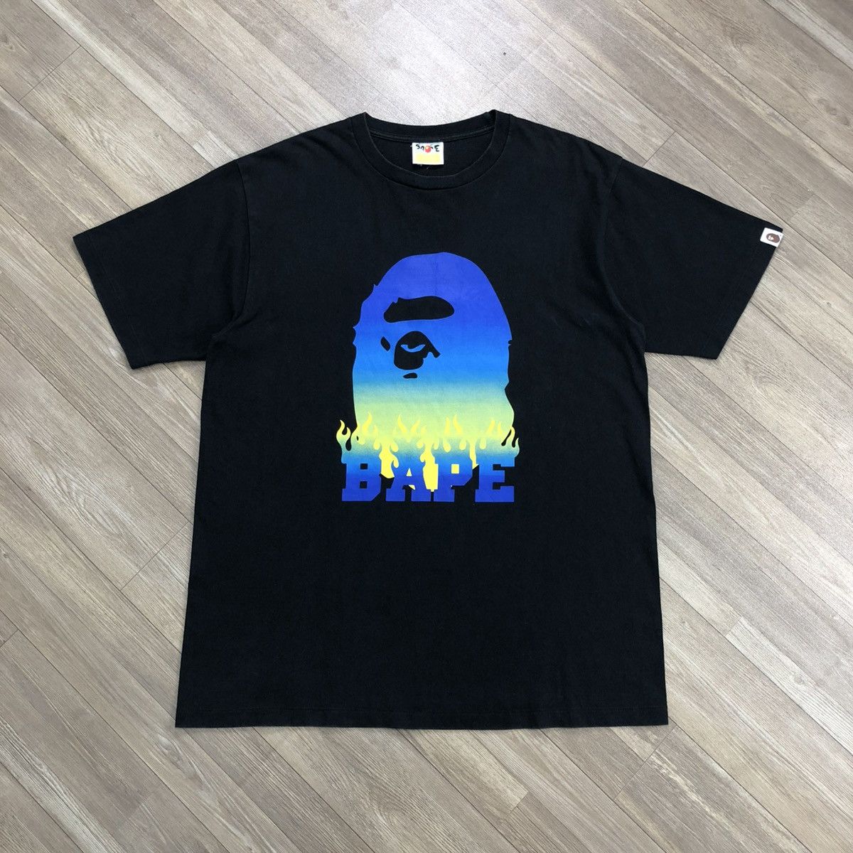 Bape Vintage Bape Blue Flame Head A Bathing Ape Nigo Big Logo Tee Size US XL / EU 56 / 4 - 1 Thumbnail