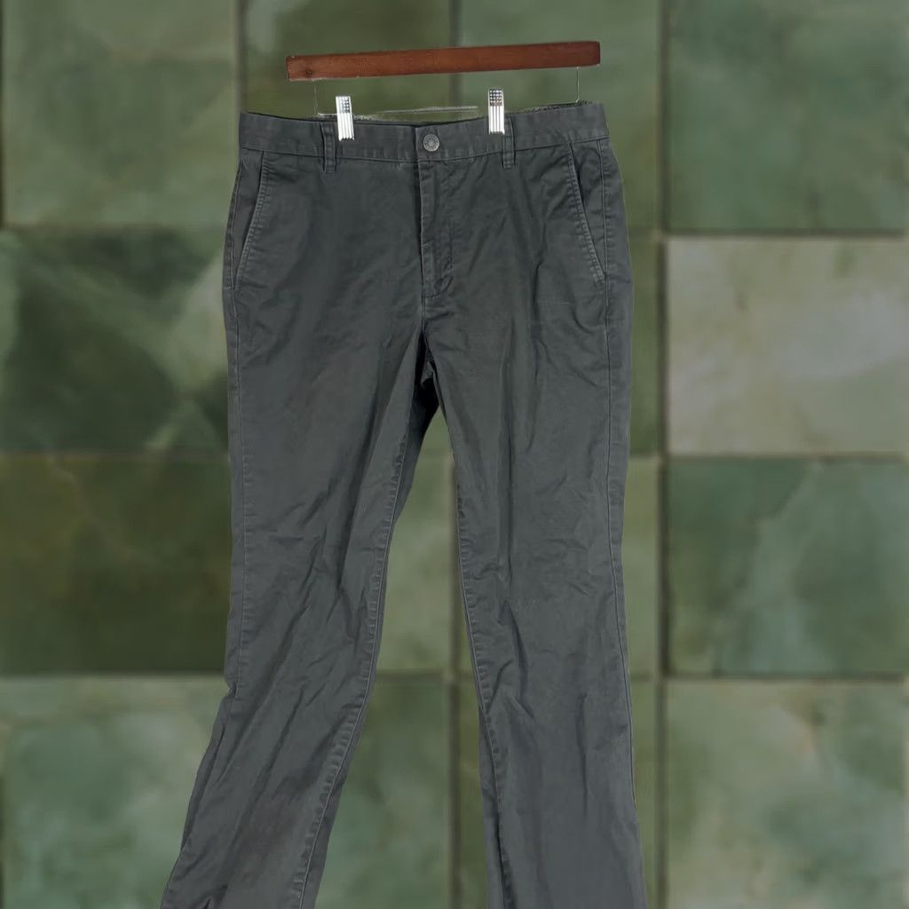 Bonobos Bonobos Pants Mens 33x32 Gray Tailored Chino Slim Casual Cotton Stretch Dress Pants Size US 33 - 1 Thumbnail