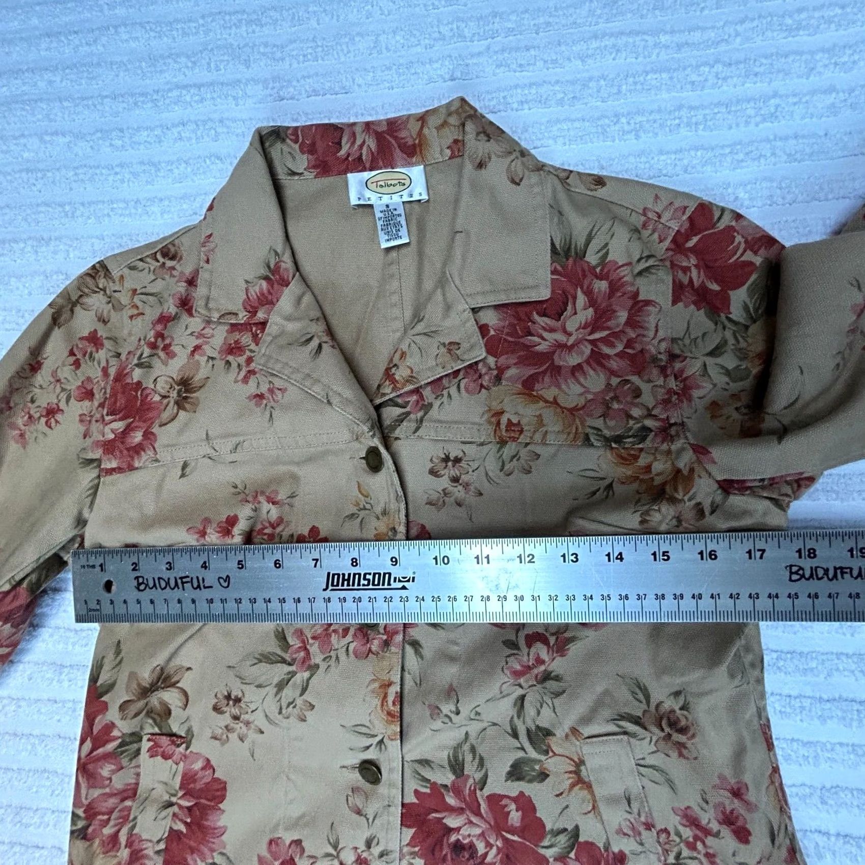 Talbots Talbots Blazer Shirt Womens Petite Floral Button Front Lightweight Lined Tan PS Small — Casual Jacket Feminine PS Womens Size 28" / US 6 / IT 42 - 7 Thumbnail