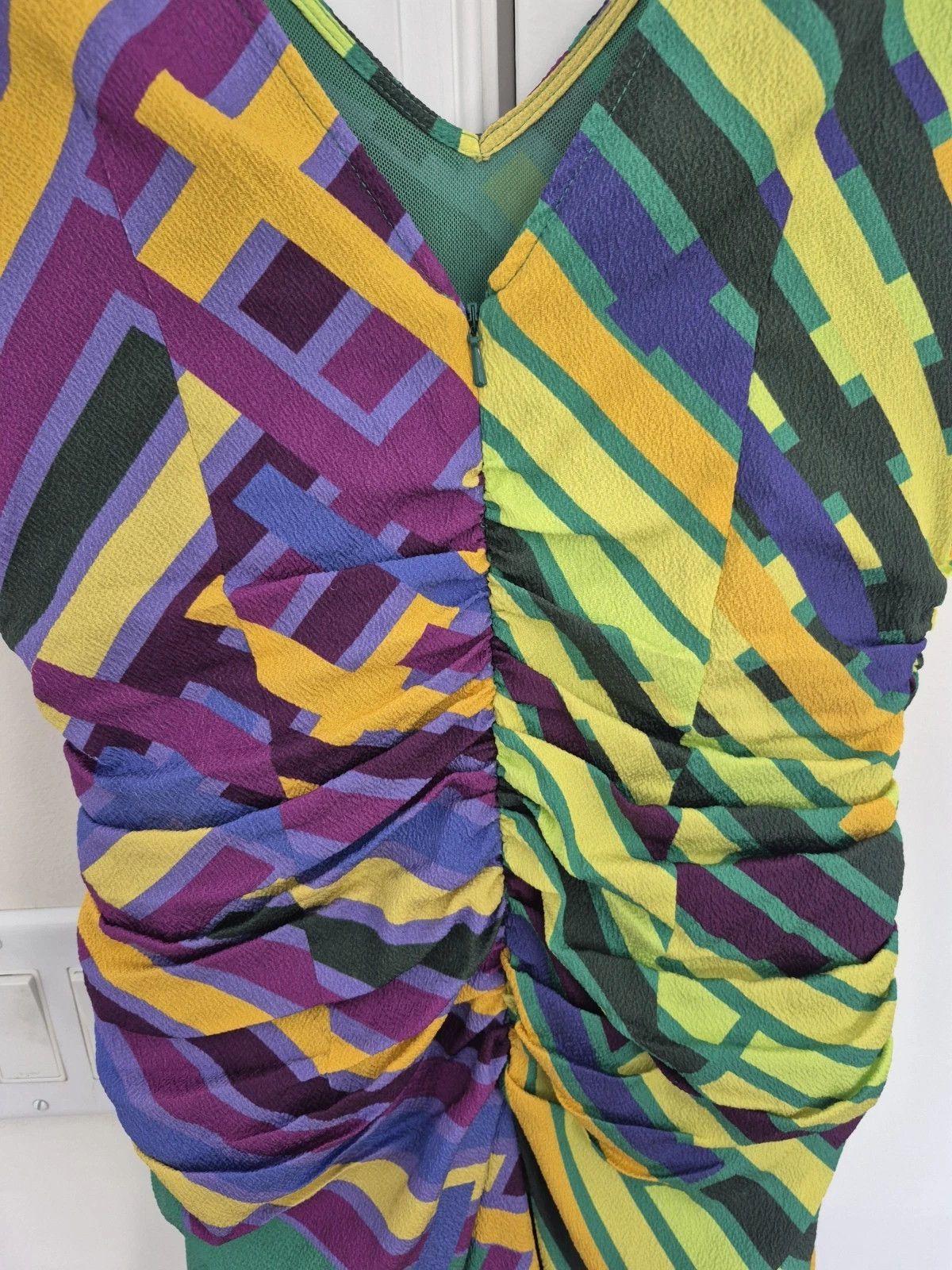 Vacation Tracy Reese Party Dress Silk Bold Multicolor Abstract Ruched Size S / US 4 / IT 40 - 5 Thumbnail