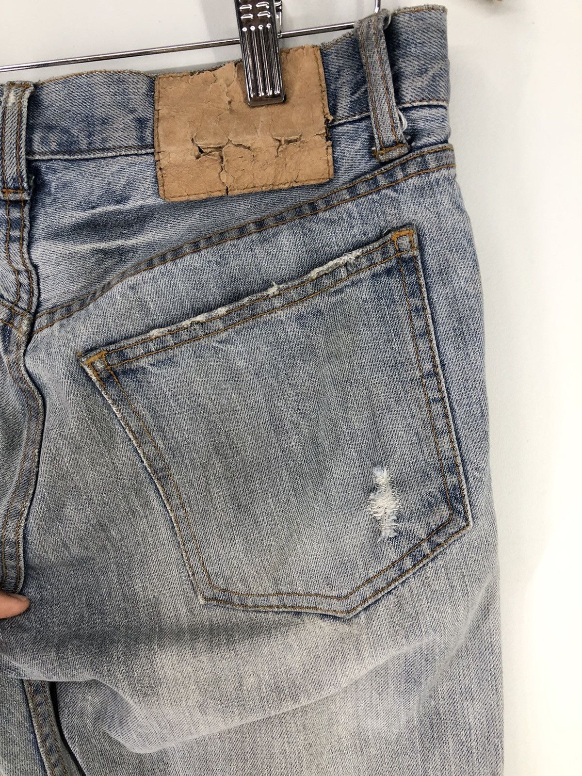 Japanese Brand Vintage Union Station Distressed Light Wash Jeans Size US 30 / EU 46 - 20 Thumbnail