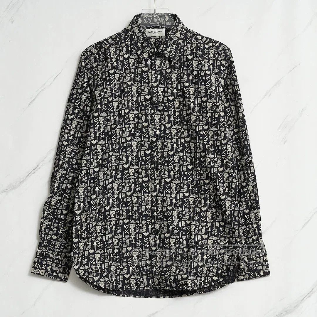 Saint Laurent Paris Saint Laurent Men's Patterned Print Shirt. Size US M / EU 48-50 / 2 - 1 Thumbnail