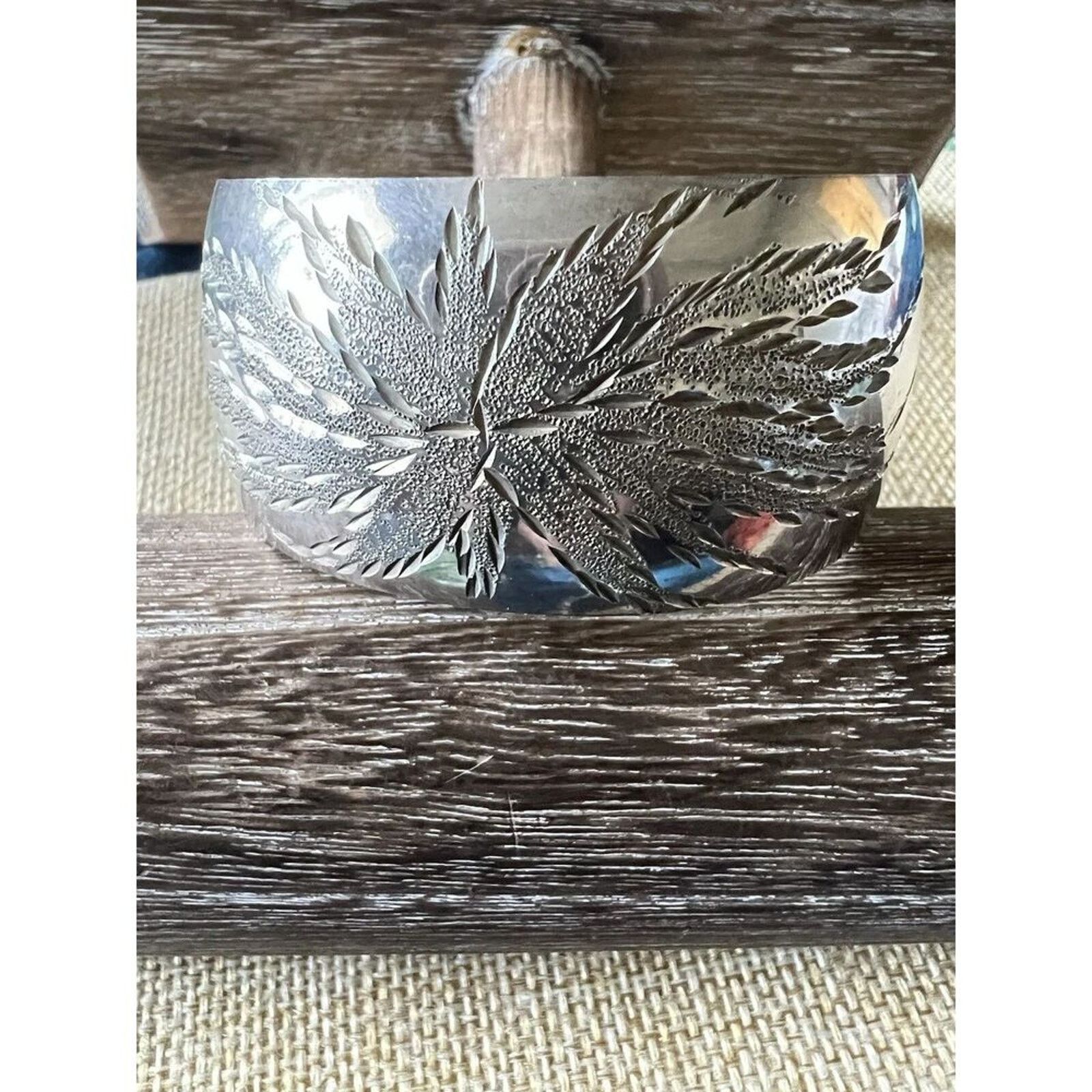 Other Cuff Etched Wide Silver Tone Adjustable Bracelet Size ONE SIZE - 8 Thumbnail