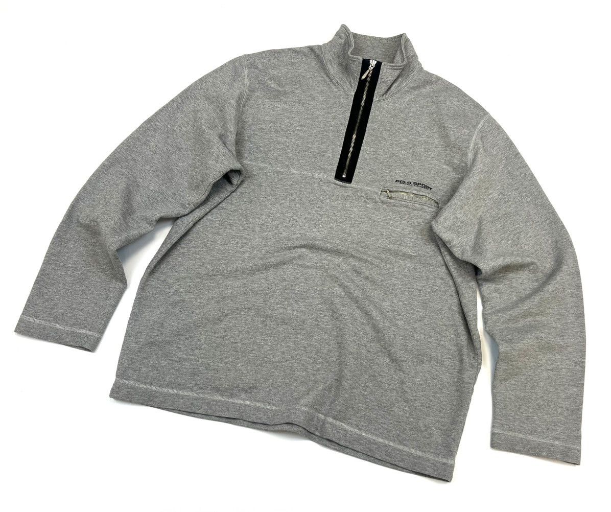 Vintage Polo Sport Ralph Lauren Logo Grey Cotton 1/4 Zip -L