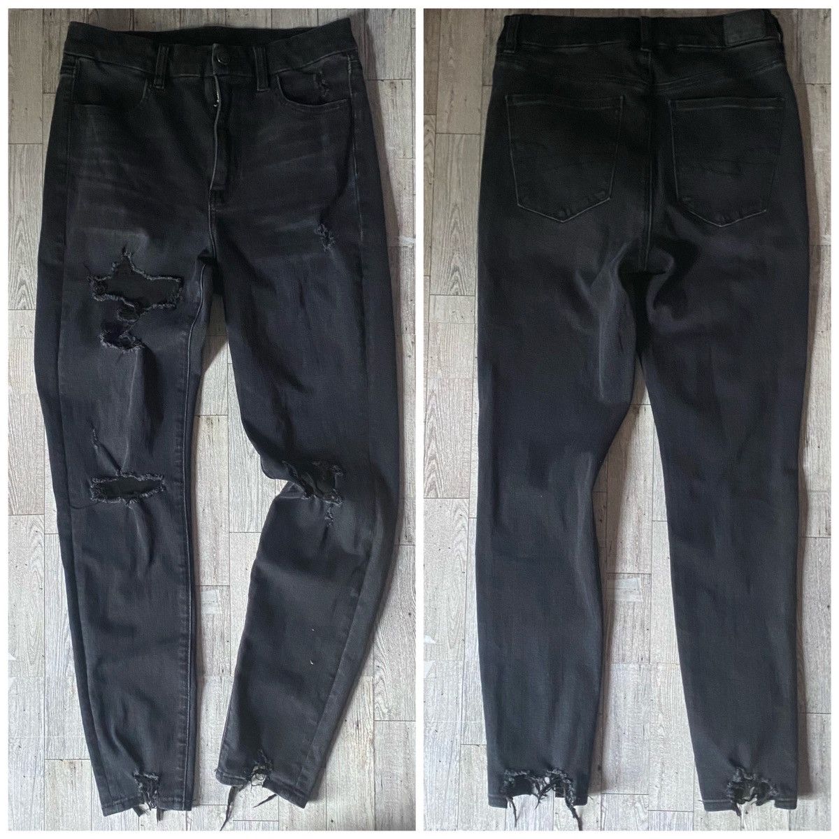 American Eagle Outfitters AEO, Black, Ultra Distressed, “Dream Jean” Skinny Jeans Size 30" / US 8 / IT 44 - 3 Thumbnail