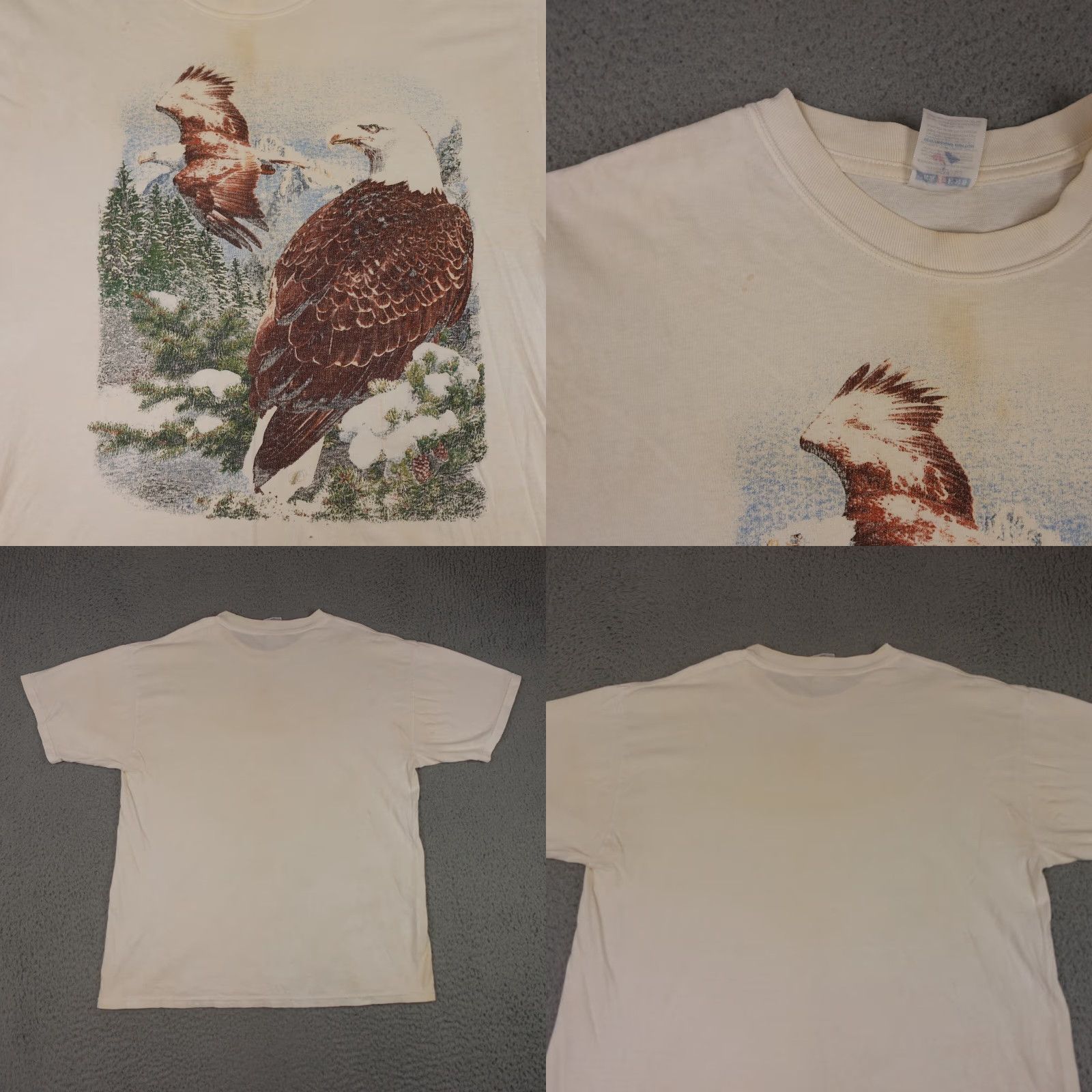 Jerzees VINTAGE Jerzees Eagle Shirt Mens XL Short Sleeve Graphic 90s Nature White Cotton T-Shirt Size US XL / EU 56 / 4 - 8 Thumbnail