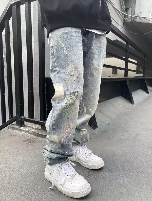 VIBE Vintage washed spattered graffiti dot rare jeans Size US 32 / EU 48 - 1 Thumbnail
