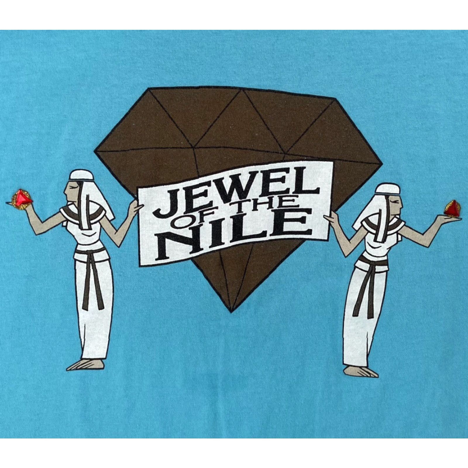 Fruit Of The Loom VINTAGE Jewel Of The Nile Graphic Tee Adult Large Blue 90s Movie Promo Mens Size US L / EU 52-54 / 3 - 5 Thumbnail