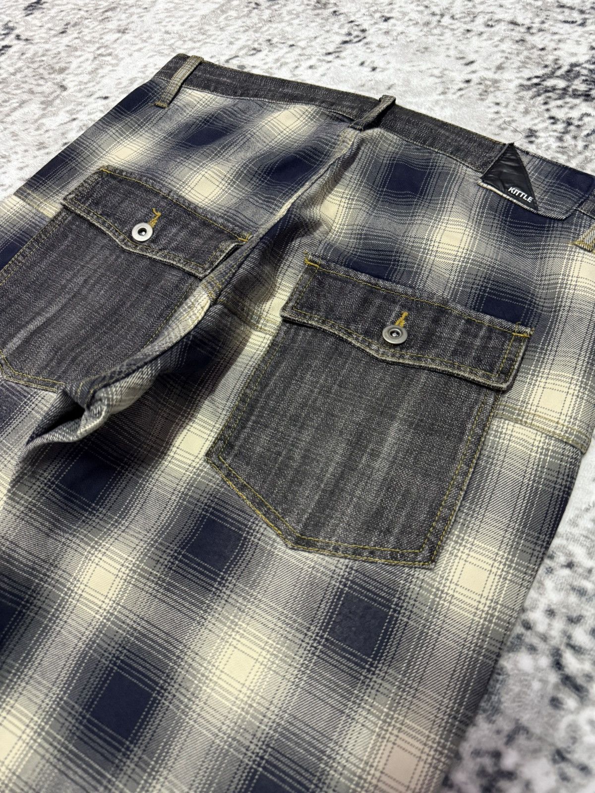 Junya Watanabe Kittle Japan Hybrid Shadow Plaid Overdyed Denim Loose jeans Size US 34 / EU 50 - 8 Thumbnail
