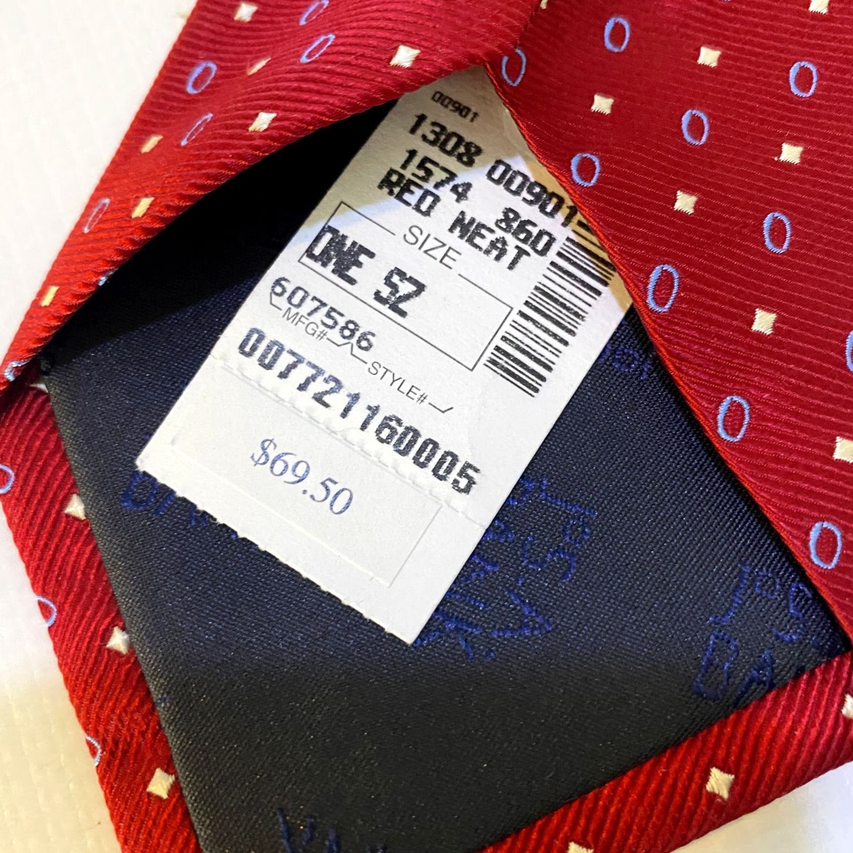 Jos. A. Bank Jos. A. Bank Red Gometic Pattern Embroidered 100% Silk Tie NEW Men Tie Classic Length 59" Ships Next Business Day Size ONE SIZE - 5 Thumbnail