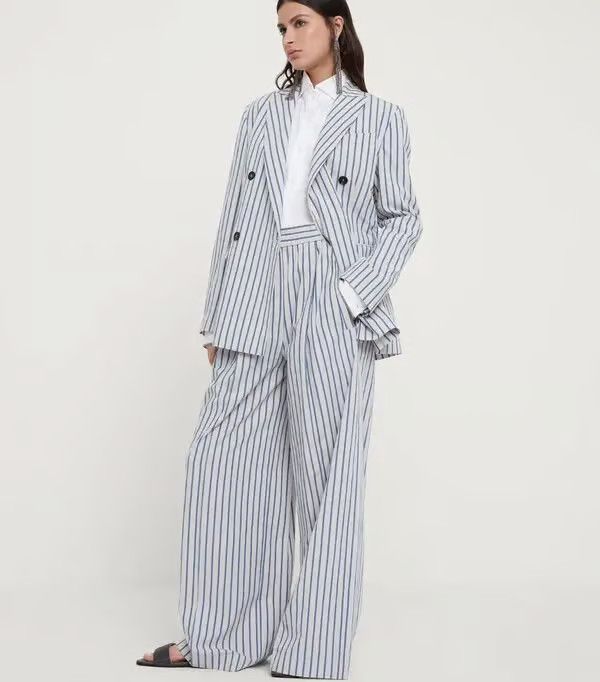 Brunello Cucinelli o1la1rc1a0425 Ladys Pants Suit in White Size M / US 6-8 / IT 42-44 - 2 Thumbnail