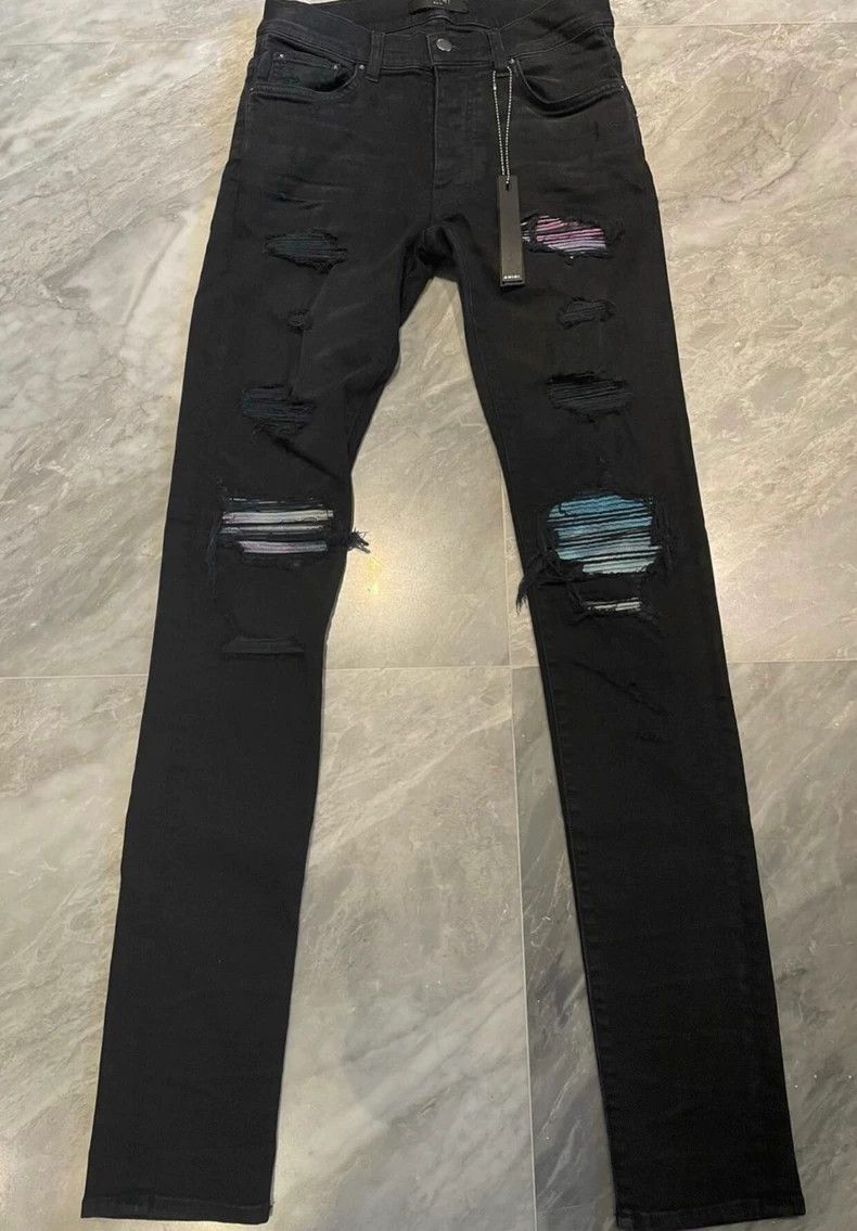 Amiri Amiri colorful patchwork black jeans Size US 30 / EU 46 - 1 Thumbnail