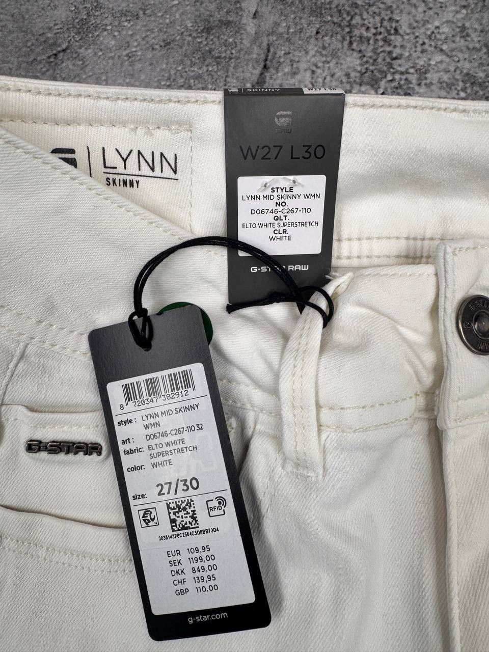 G-Star G-Star RawNWT Men Lynn Mid Skinny White Denim Jeans Size W27 Size US 27 - 5 Thumbnail