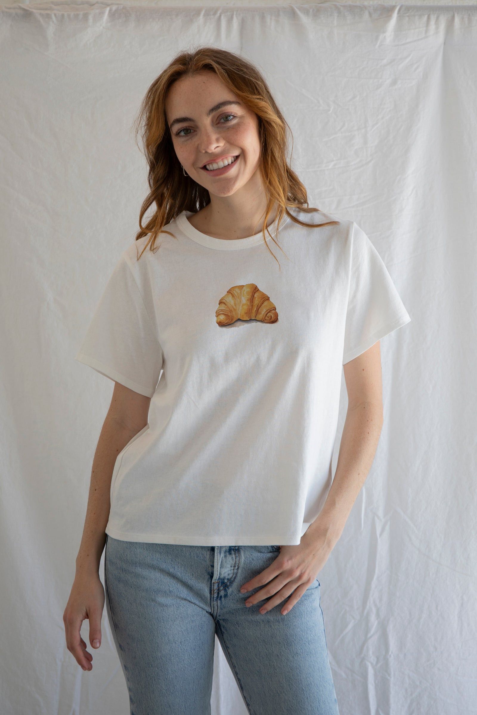 Designer × Vintage Croissant Tee — French Bakery-Inspired Graphic T-Shirt Size US S / EU 44-46 / 1 - 1 Thumbnail