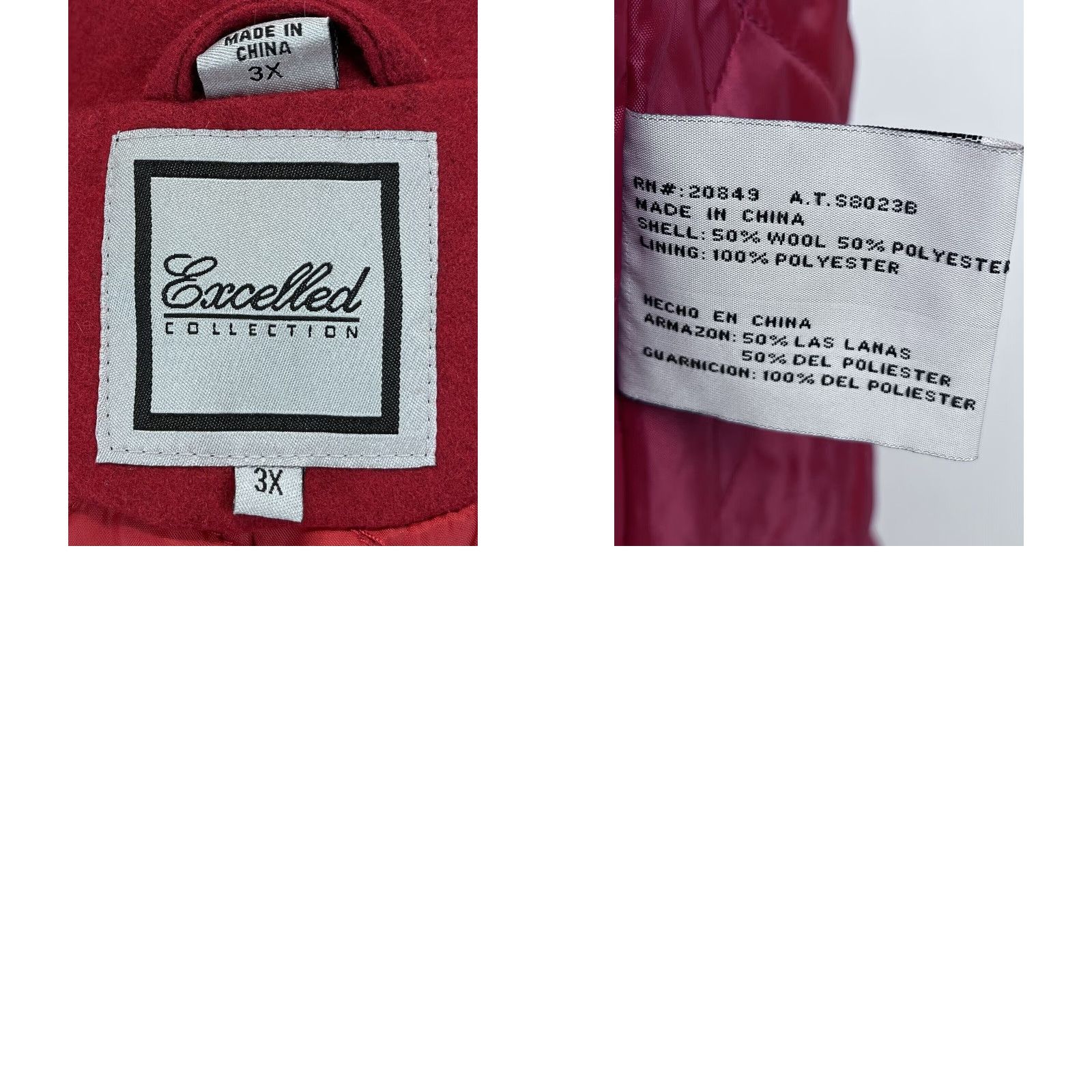 Vintage VINTAGE Excelled Wool Blend Coat Jacket Womens 3X Plus Red Lined Quilted NWT Coat Size XXL / US 16-18 / IT 52-54 - 8 Thumbnail